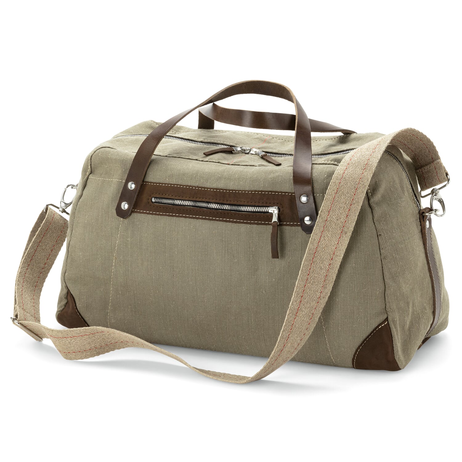 Travel bag canvas, green beige