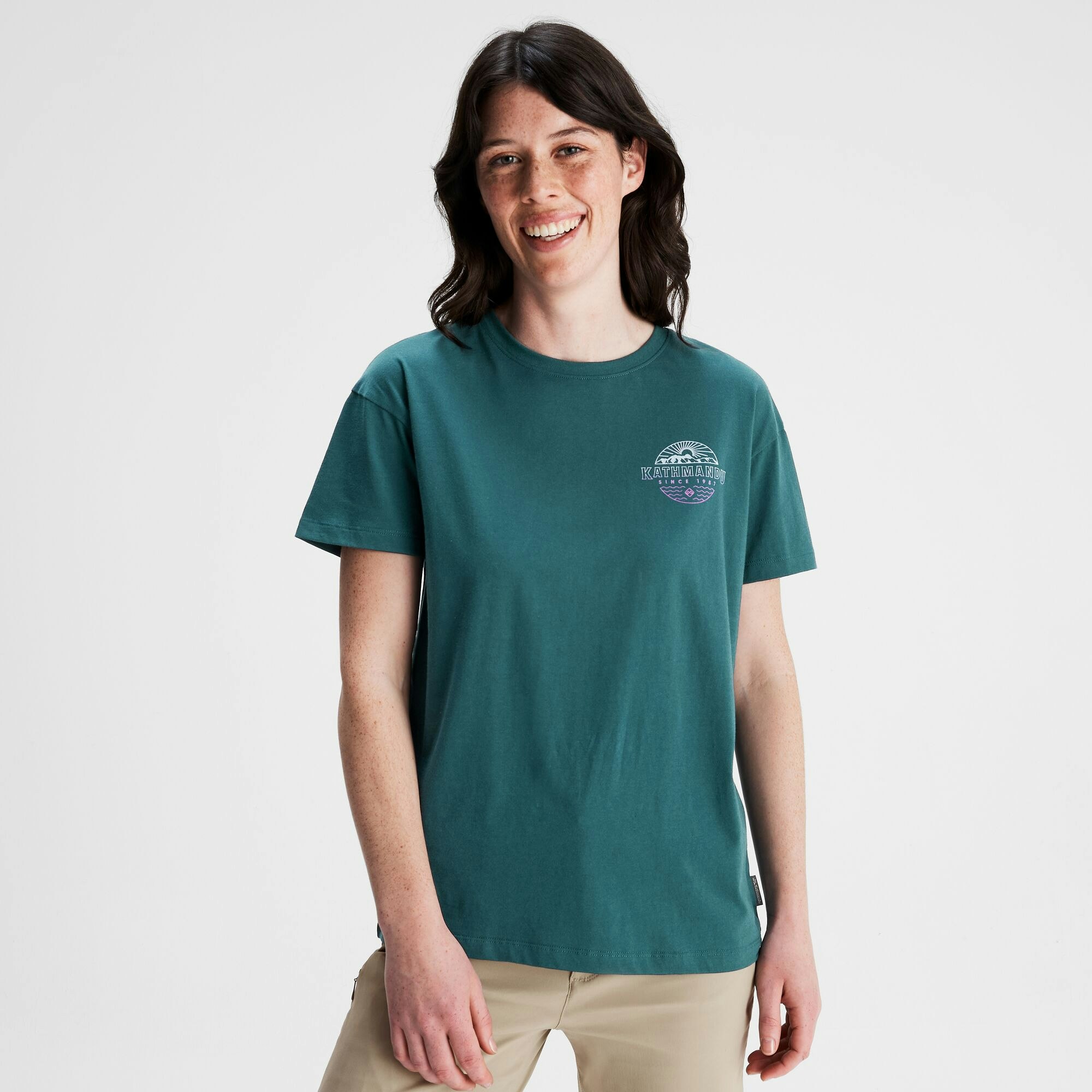 Women's Kathmandu Logo Faded Organic Cotton T-shirt