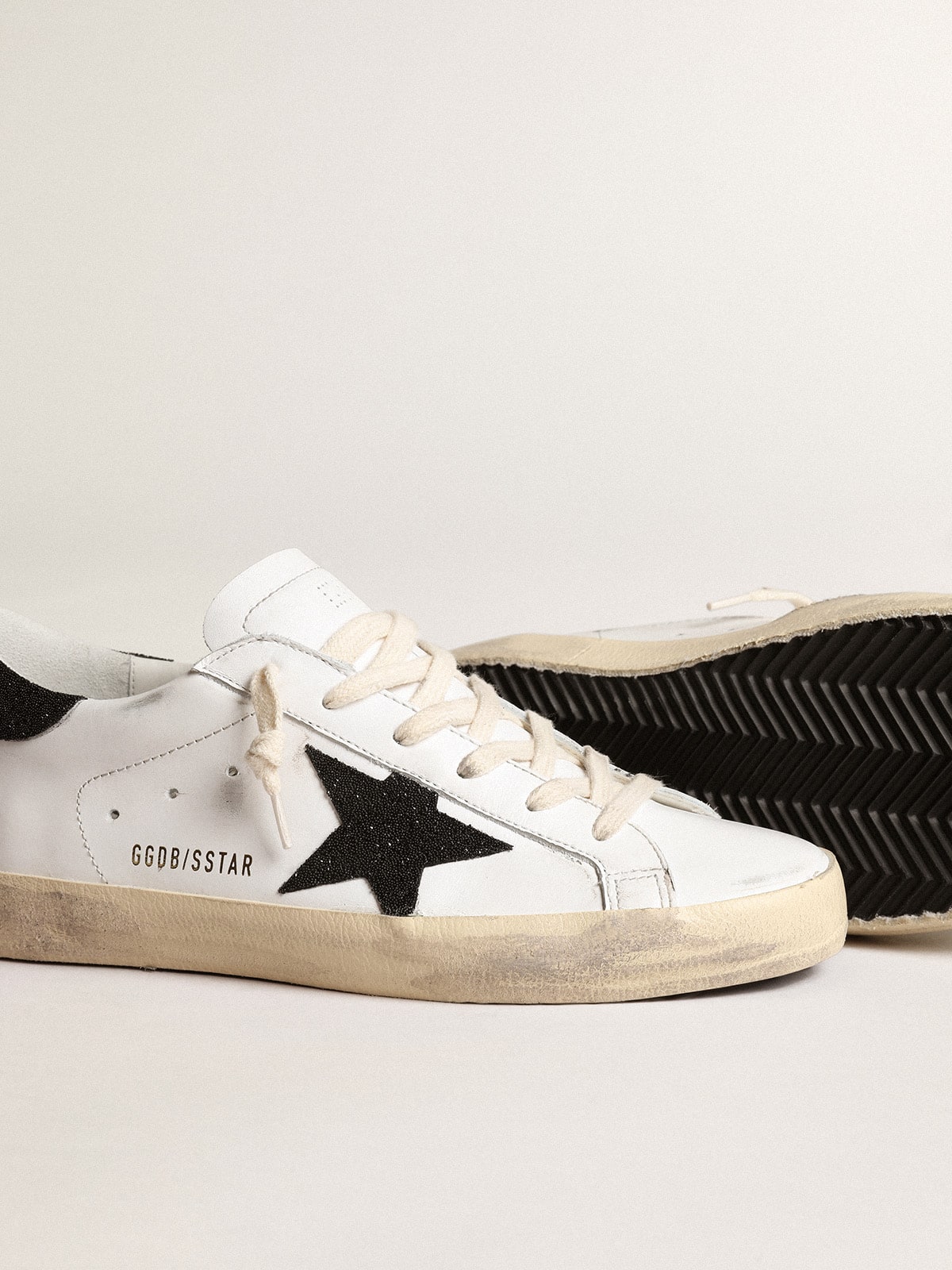 Women's Super-Star with a black Swarovski crystal star and heel tab