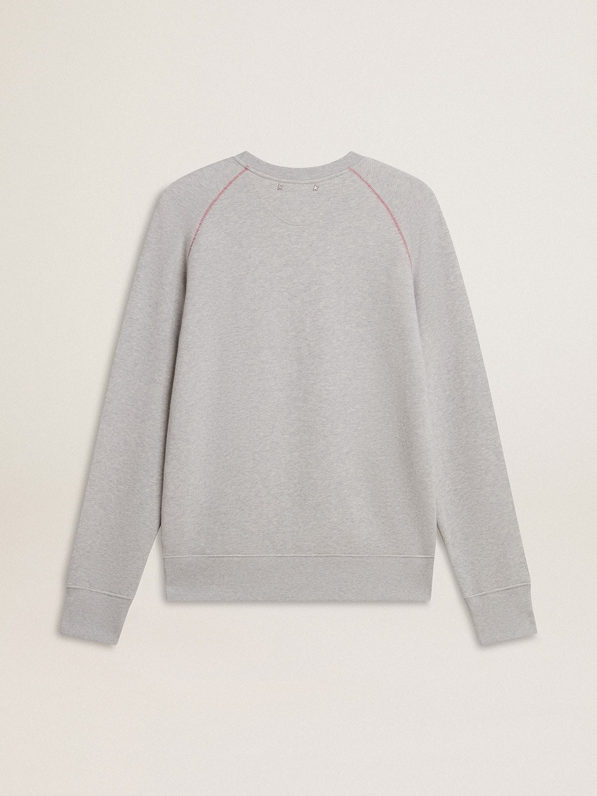 Men's gray round neck sweatshirt with contrast stitching