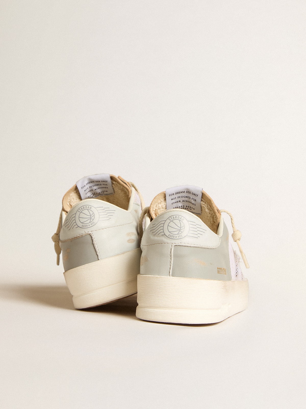 Stardan in gray nappa leather and white mesh with gray leather star