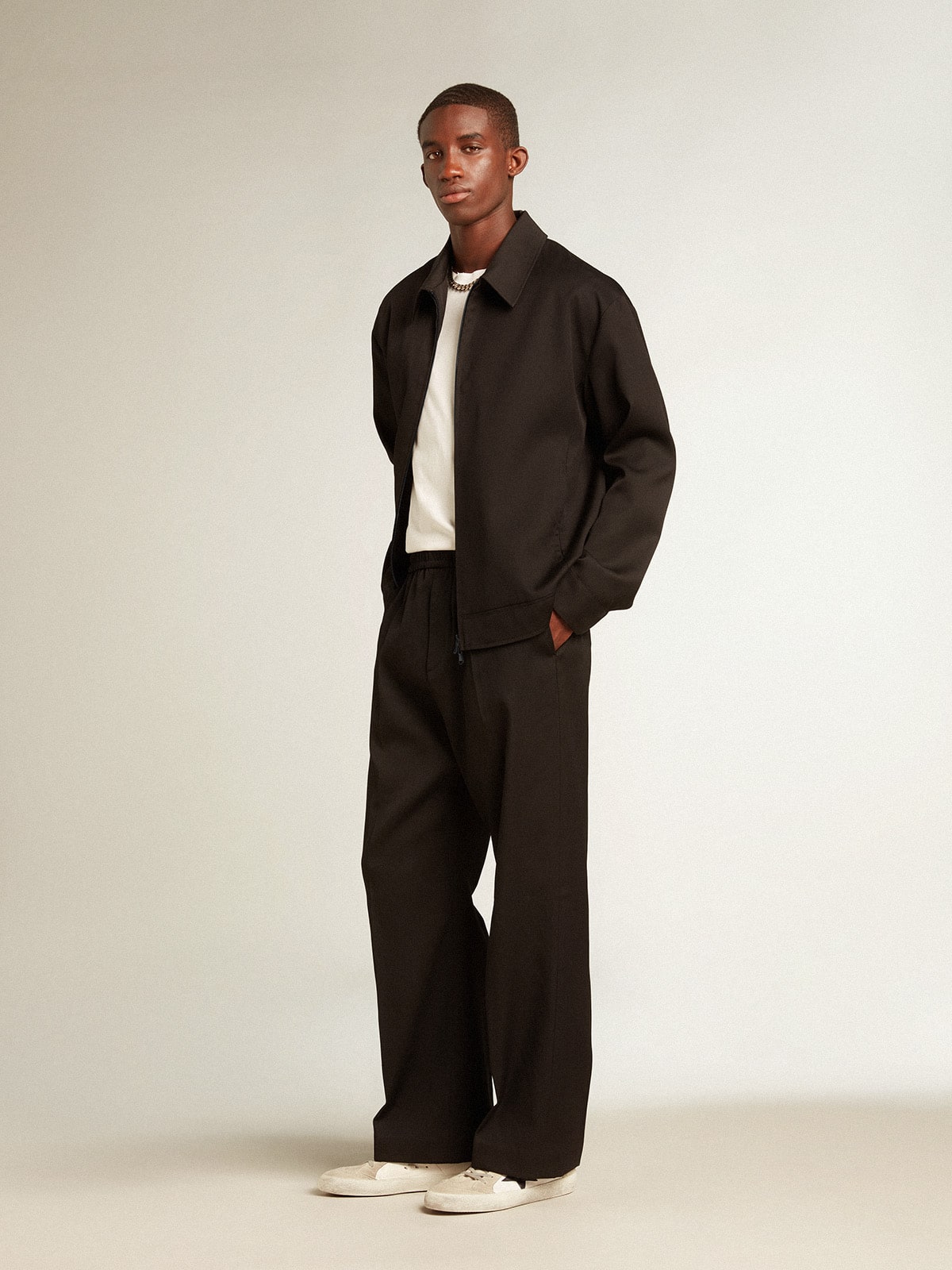 Men's joggers in black wool