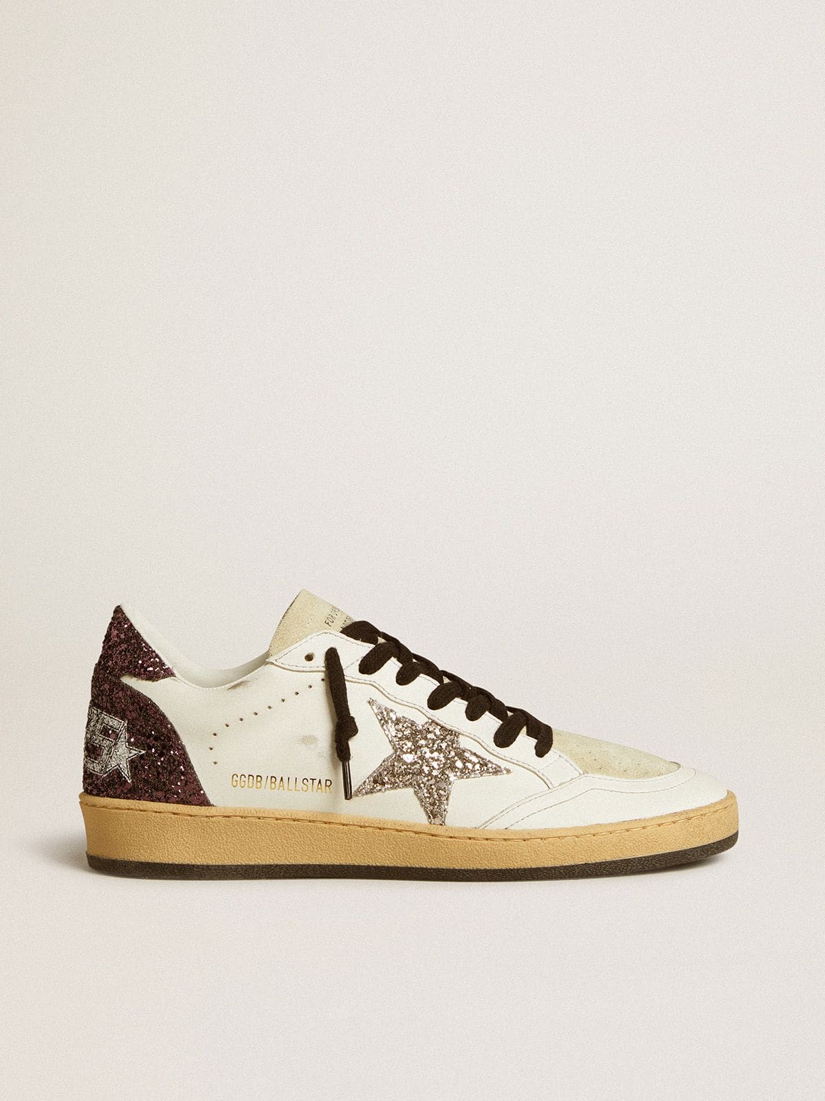 Women's Ball Star in leather and suede with glitter star and heel tab