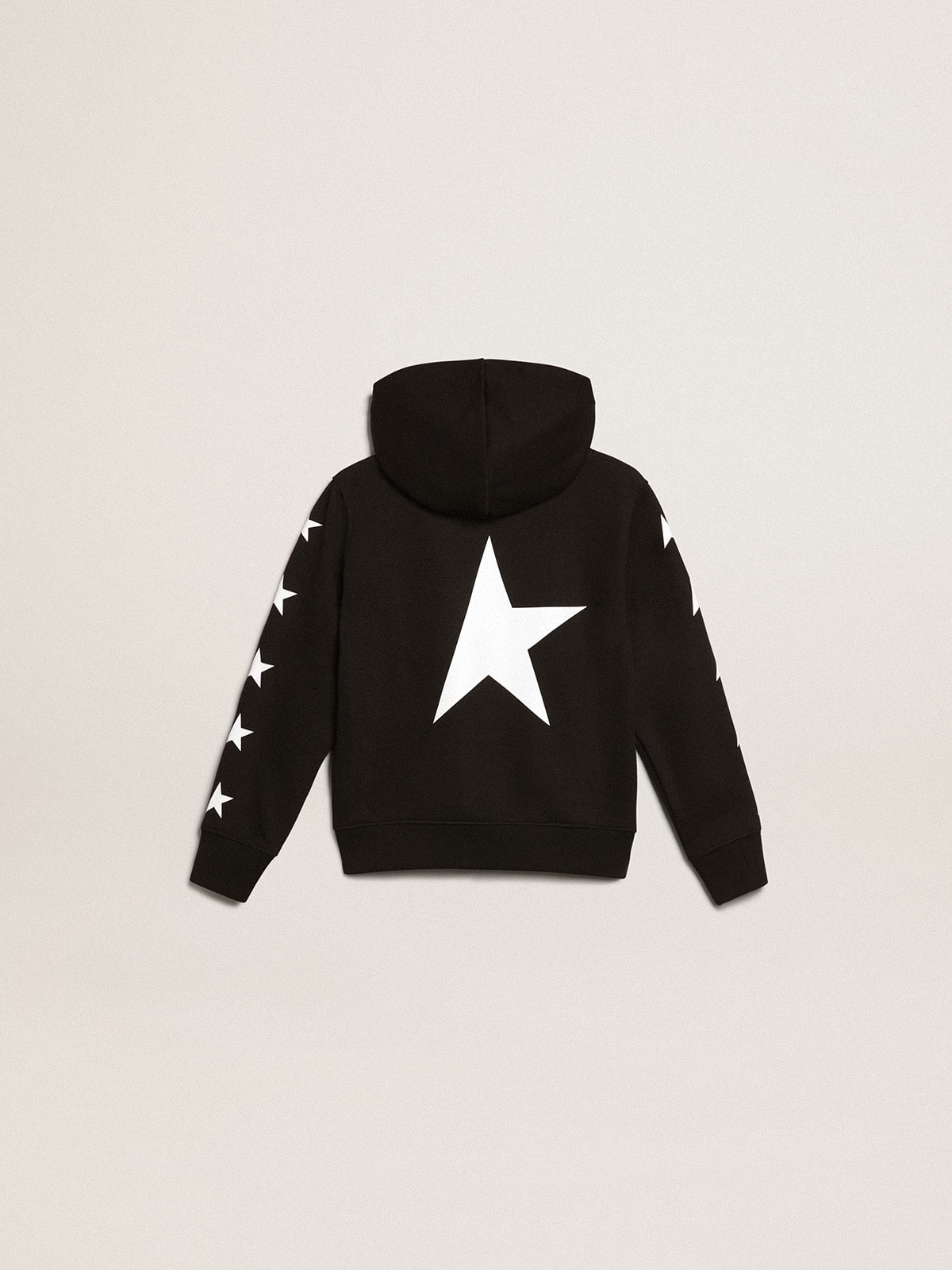 Boys' hooded sweatshirt in black with contrasting white stars