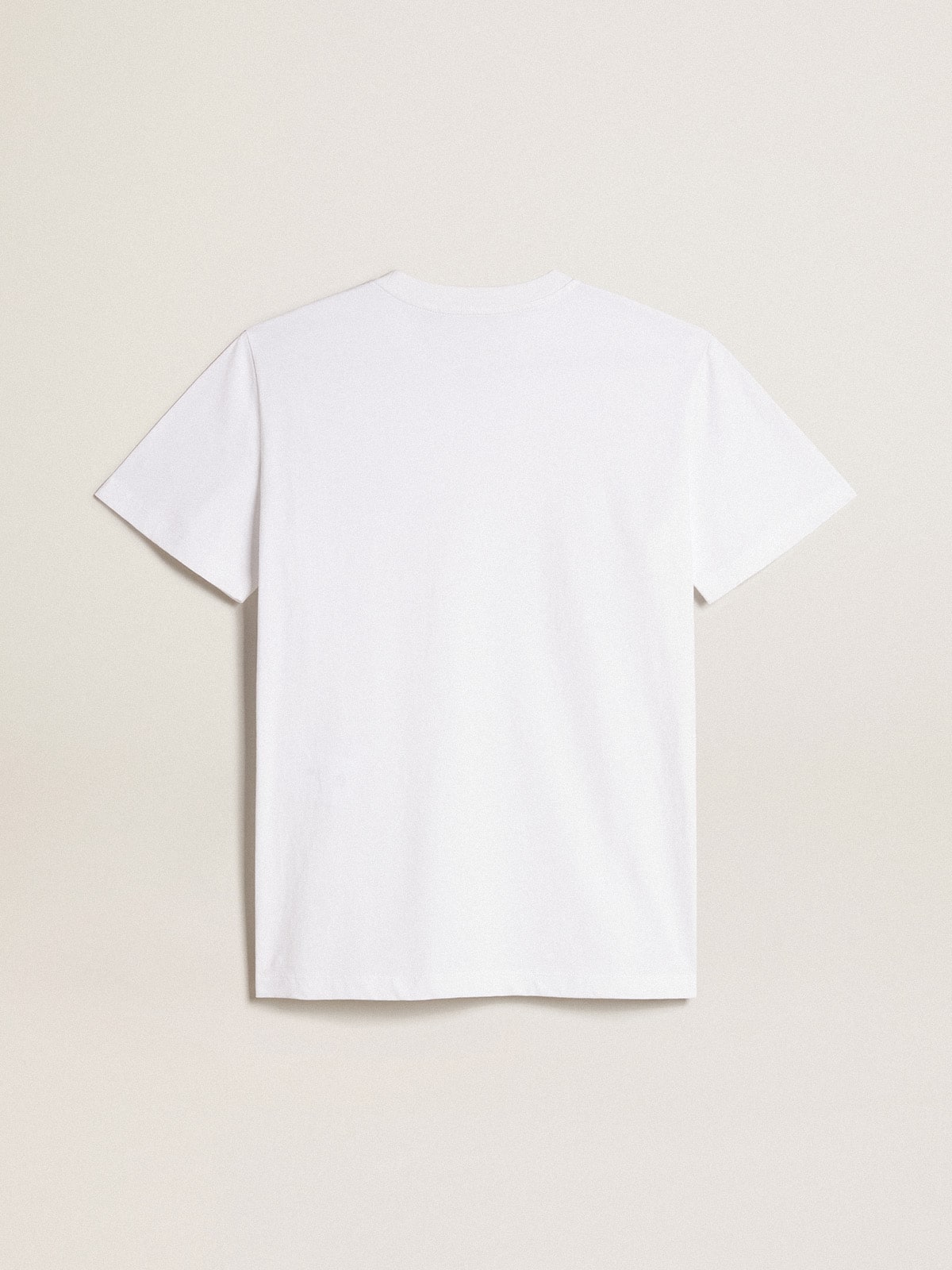 Women's white T-shirt with burgundy star on the front