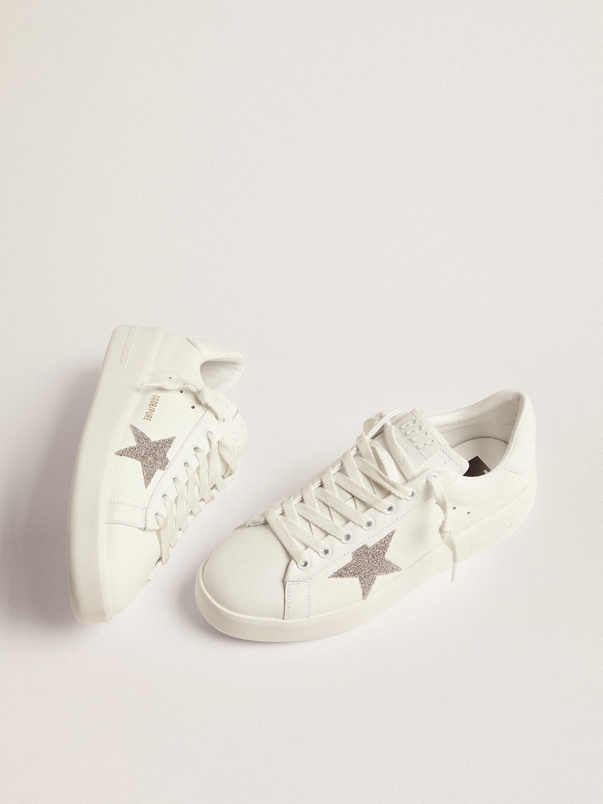 Women's Purestar in white leather with silver Swarovski crystal star