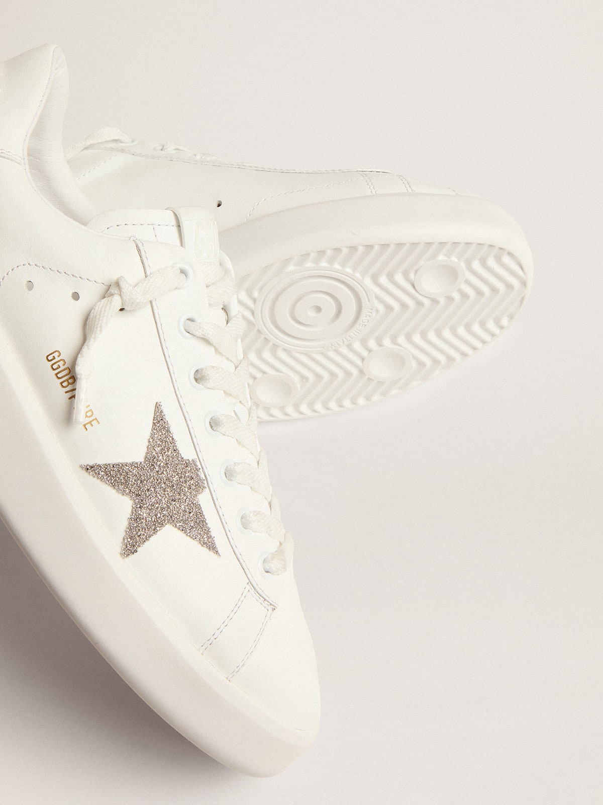 Women's Purestar in white leather with silver Swarovski crystal star