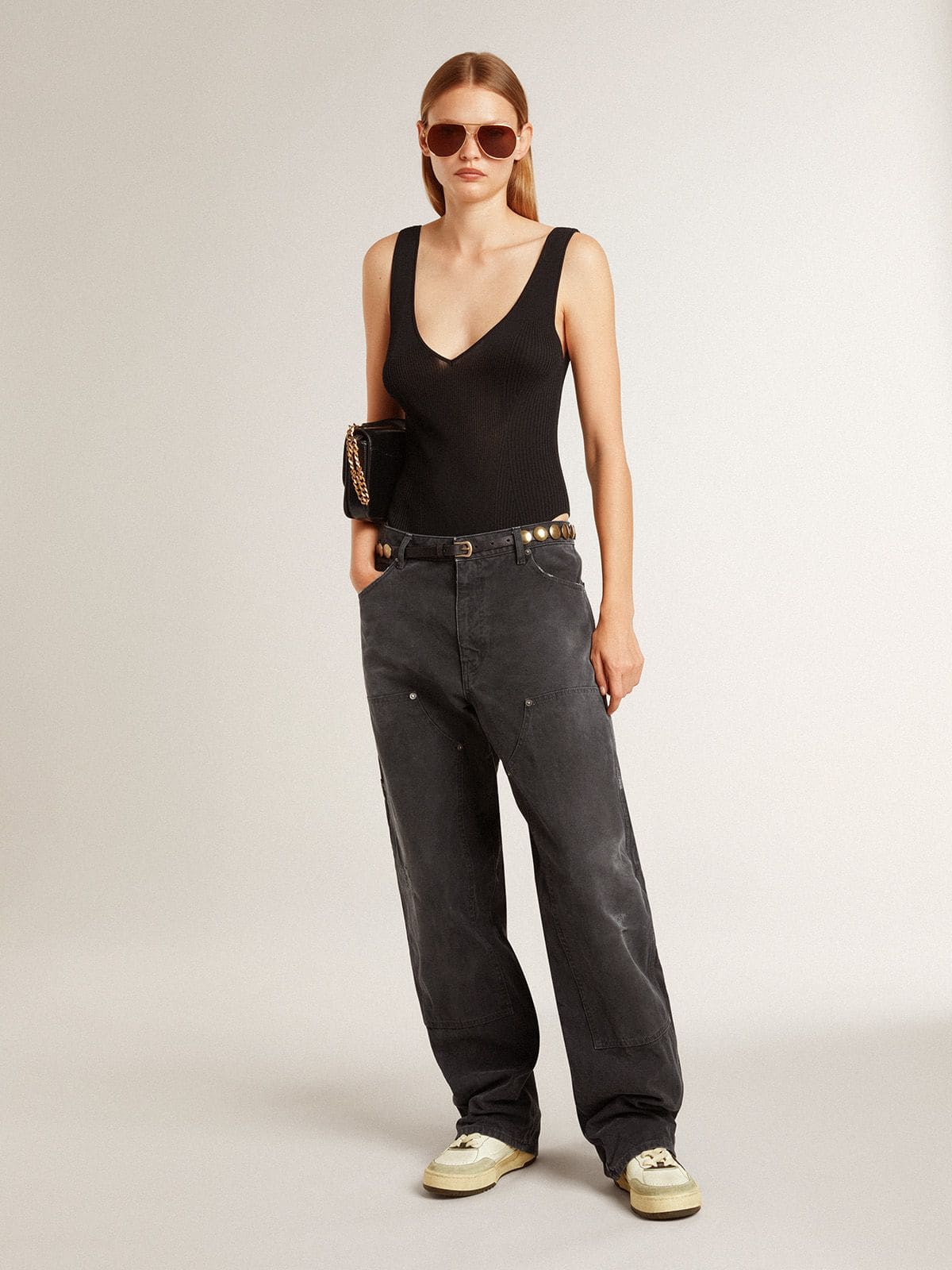 Women's Forty2 with black star and black leather heel tab