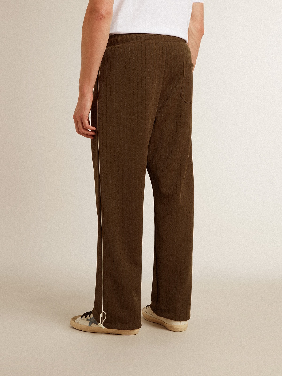 Men's military green joggers with white logo