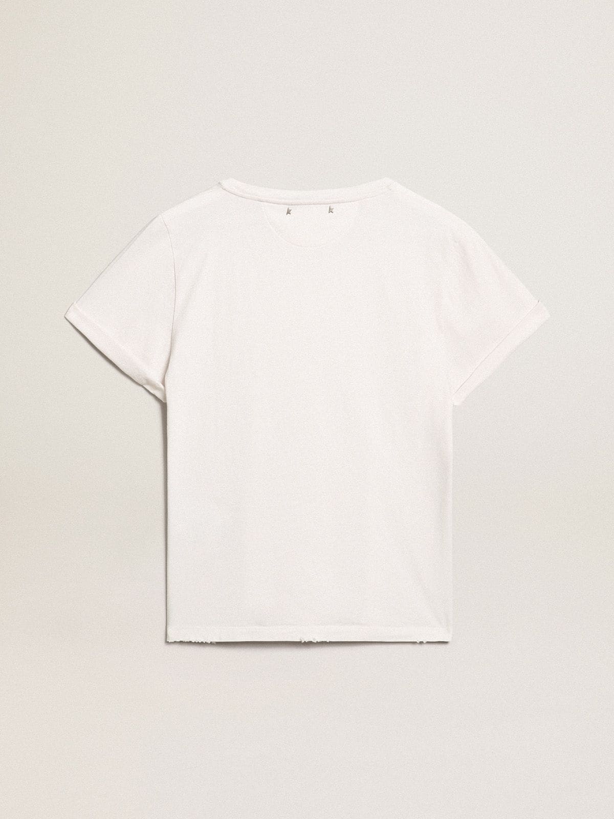 Distressed regular-fit women's T-shirt in white