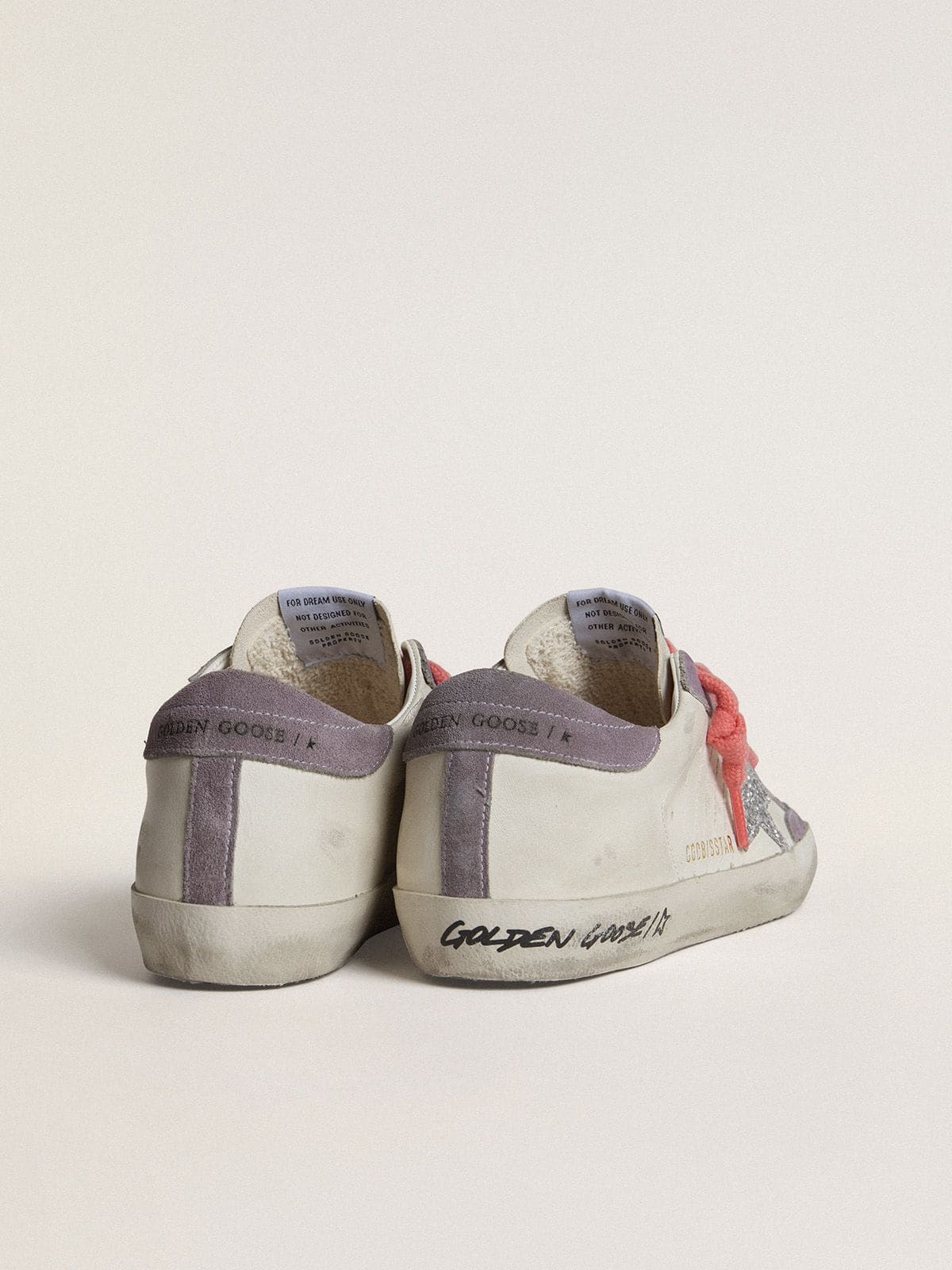 Super-Star with silver glitter star and lilac suede heel tab