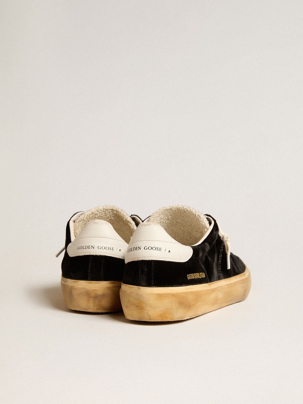 Men's Soul Star in black velvet with white leather heel tab