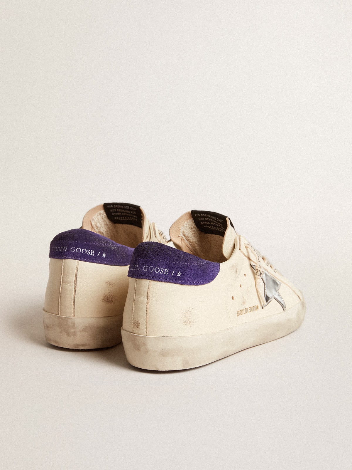 Super-Star LTD in nappa with metallic star and purple suede heel tab