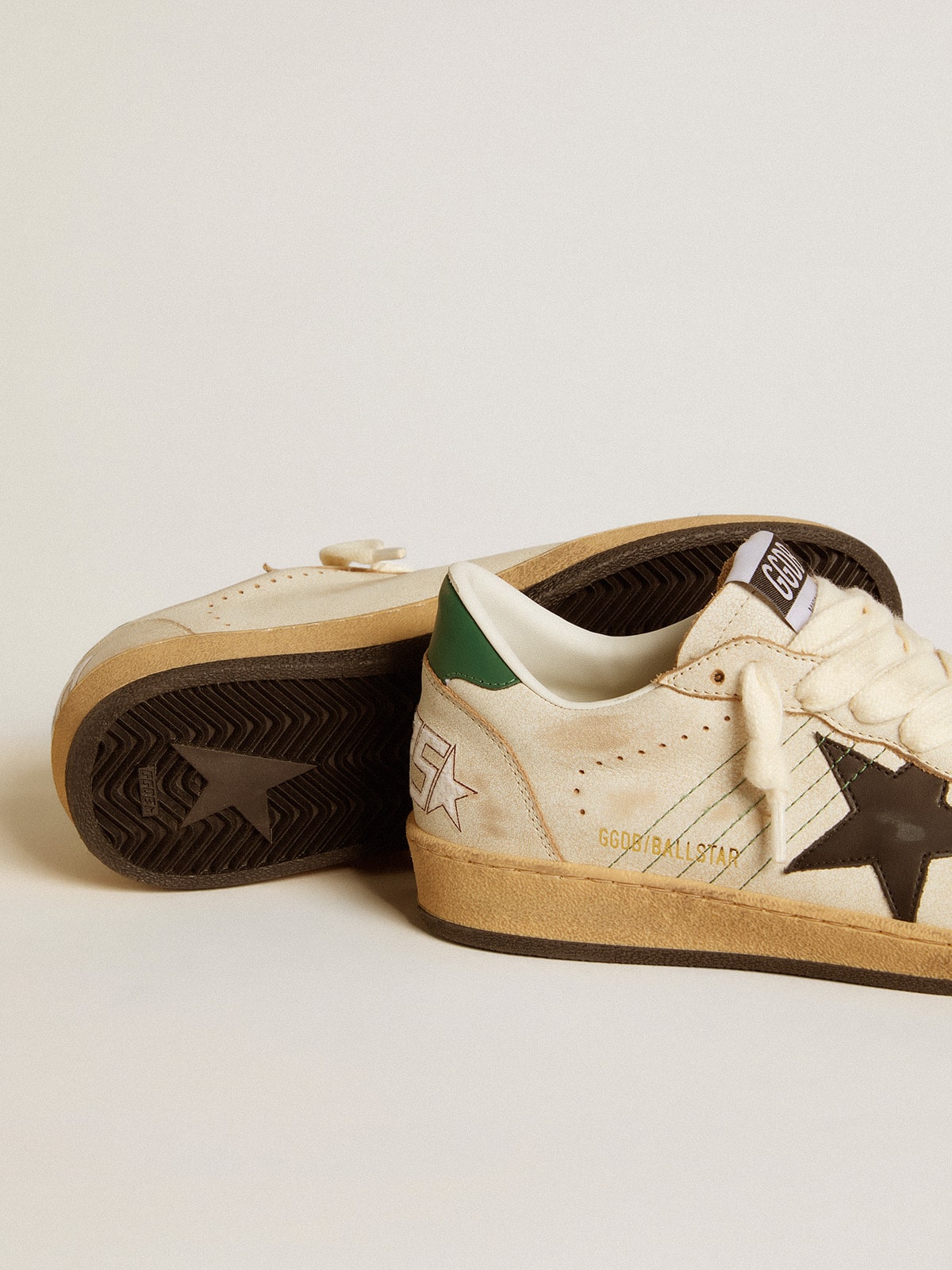 Women's Ball Star with black leather star and green leather heel tab