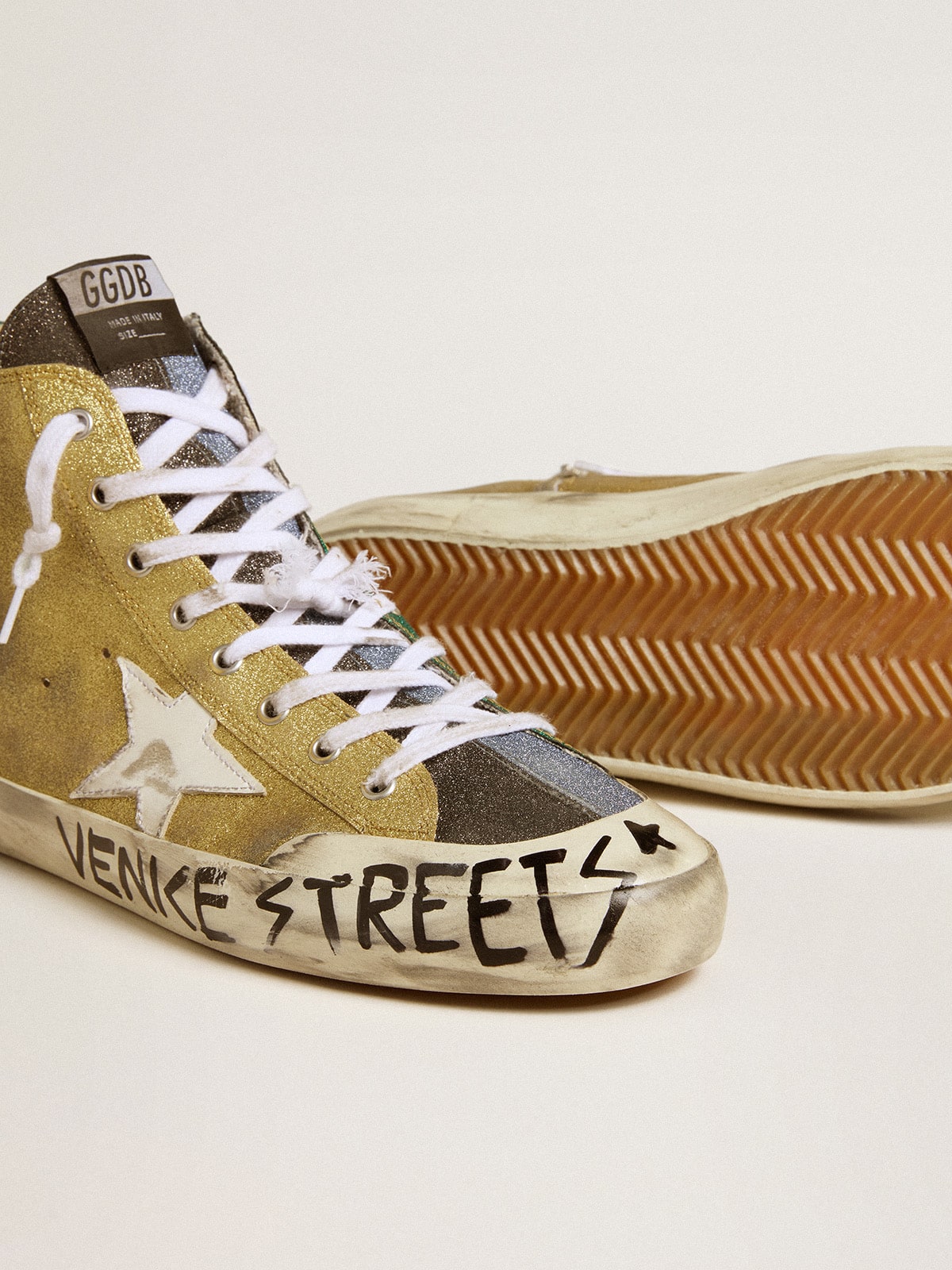 Men's Francy LAB in golden glitter with white leather star
