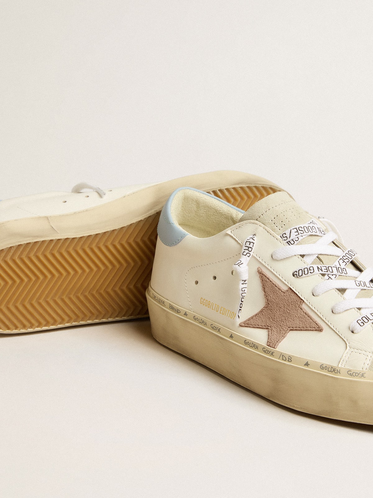 Hi Star LTD with pink suede star and light blue leather heel tab