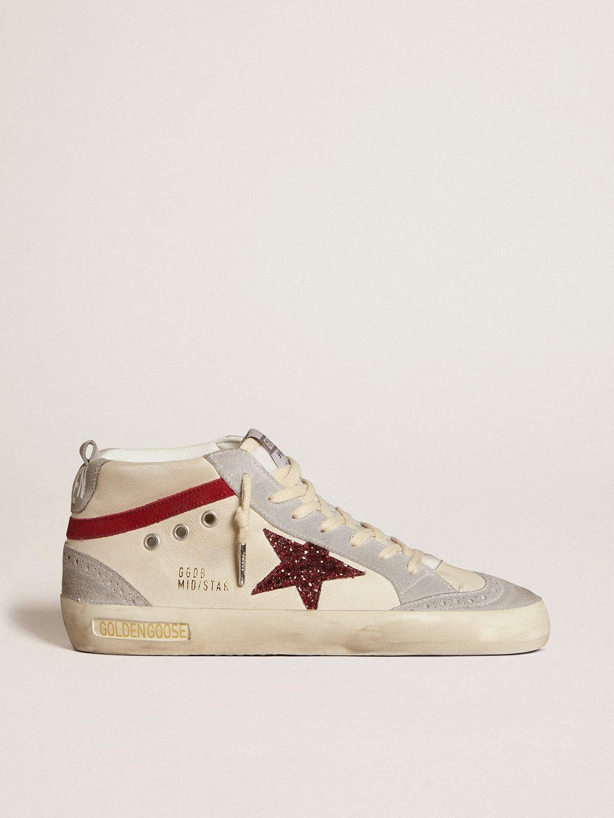 Women's Mid Star in leather with glitter star and red nubuck flash