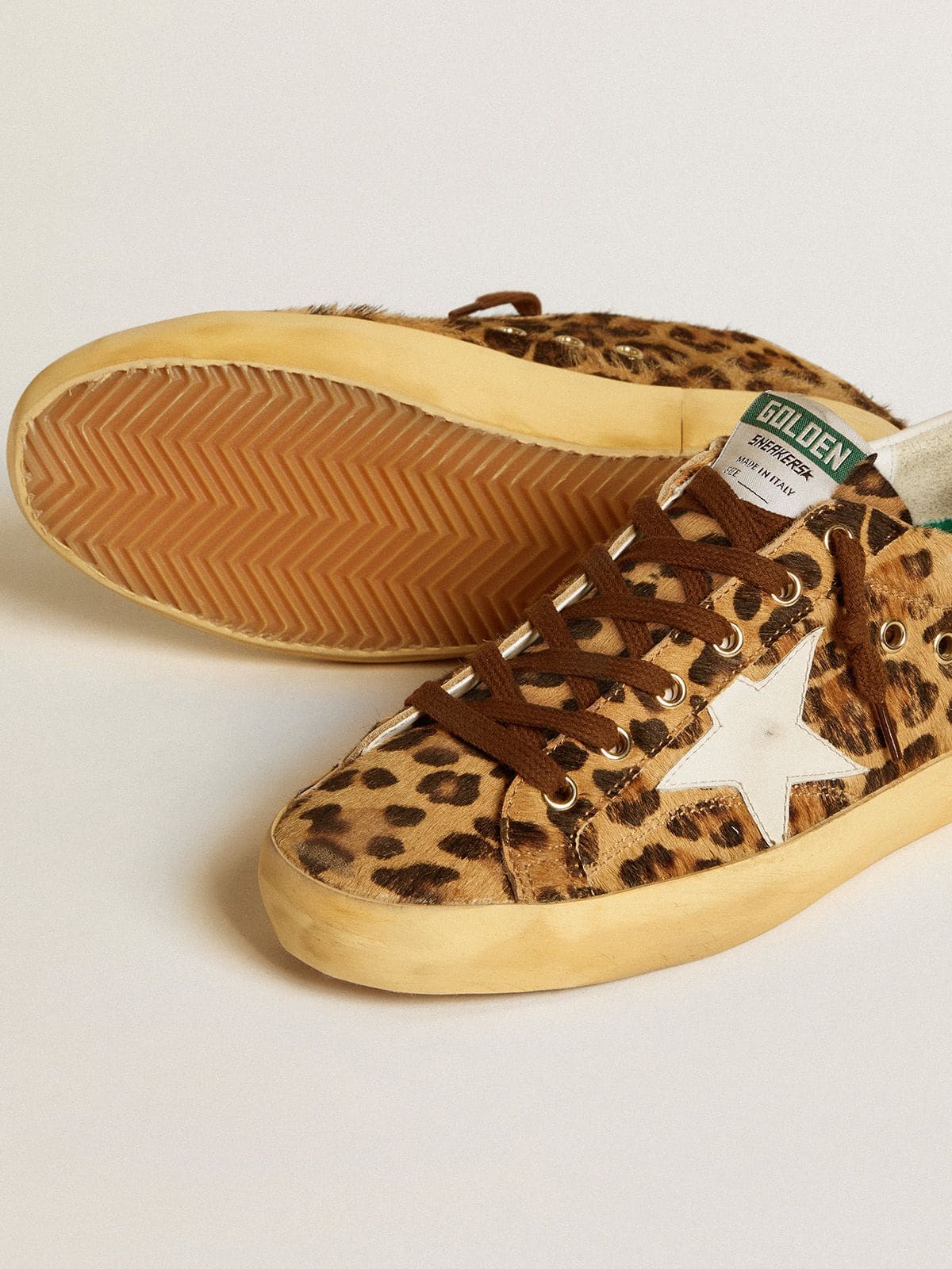 Women's Super-Star LTD in leopard-print pony skin with leather star and heel tab