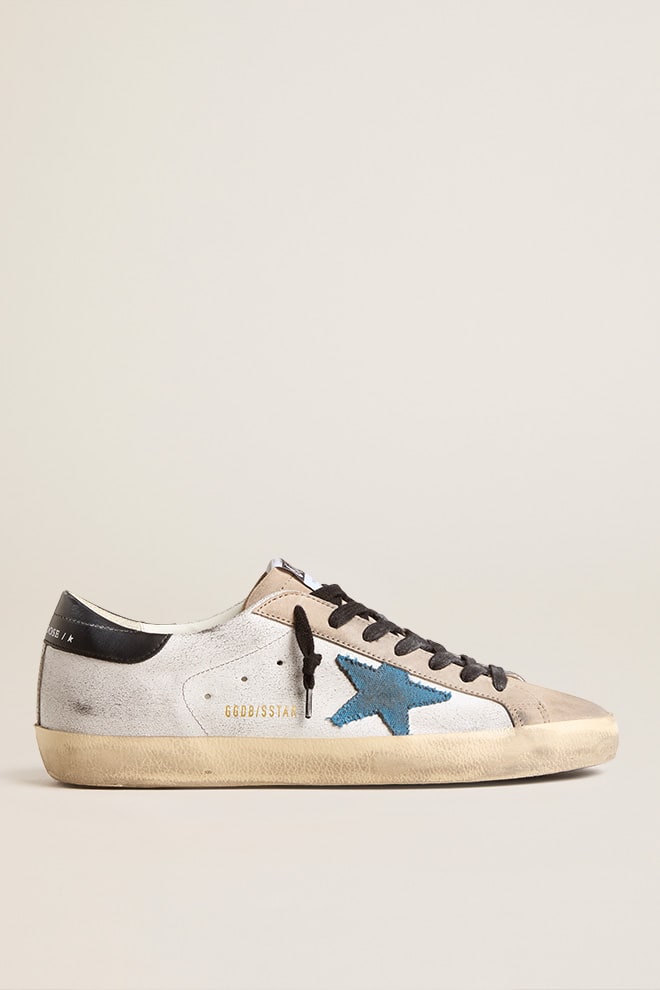 Men's Super-Star with light blue canvas star and black leather heel tab