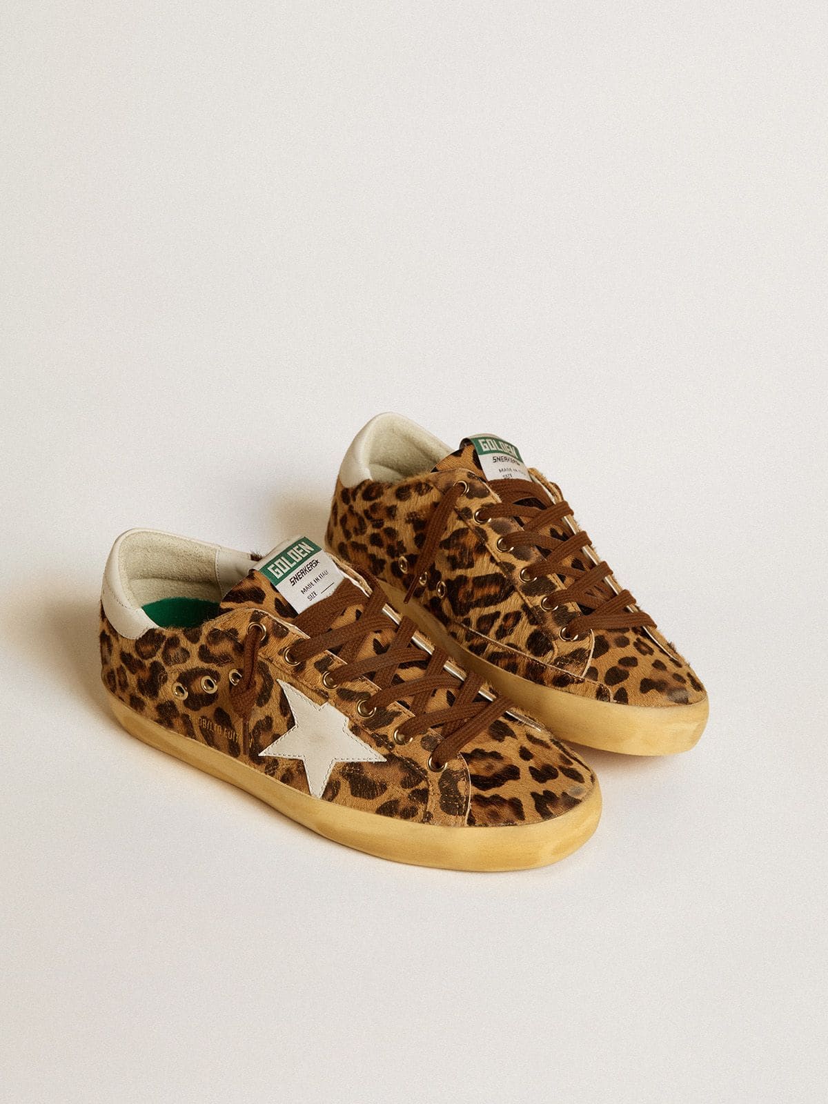Women's Super-Star LTD in leopard-print pony skin with leather star and heel tab