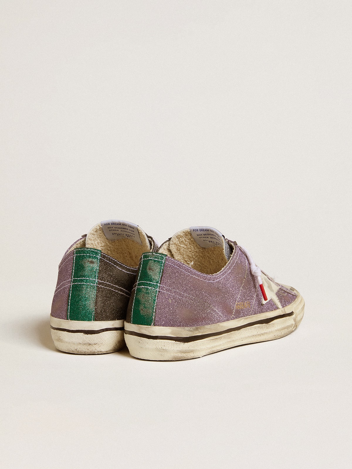 Women's V-Star LAB in lilac leather and glitter with white star and silver glitter tongue