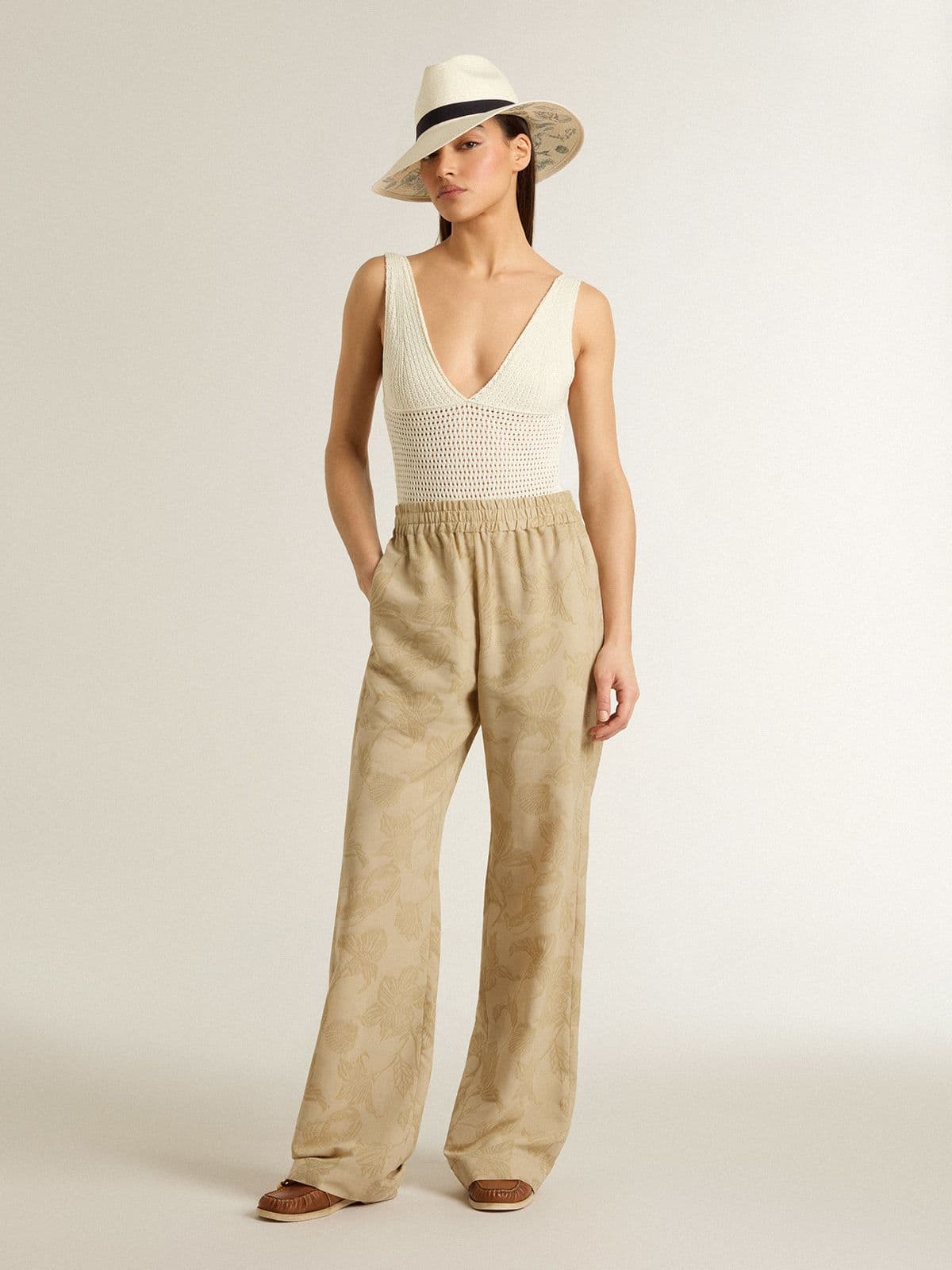 Women's crochet bodysuit in white cotton