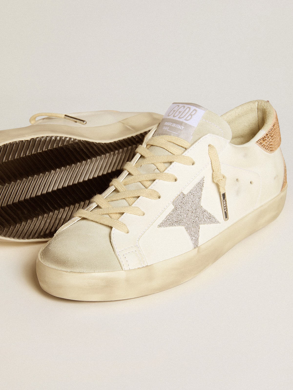 Women's Super-Star in leather with Swarovski crystal star and heel tab