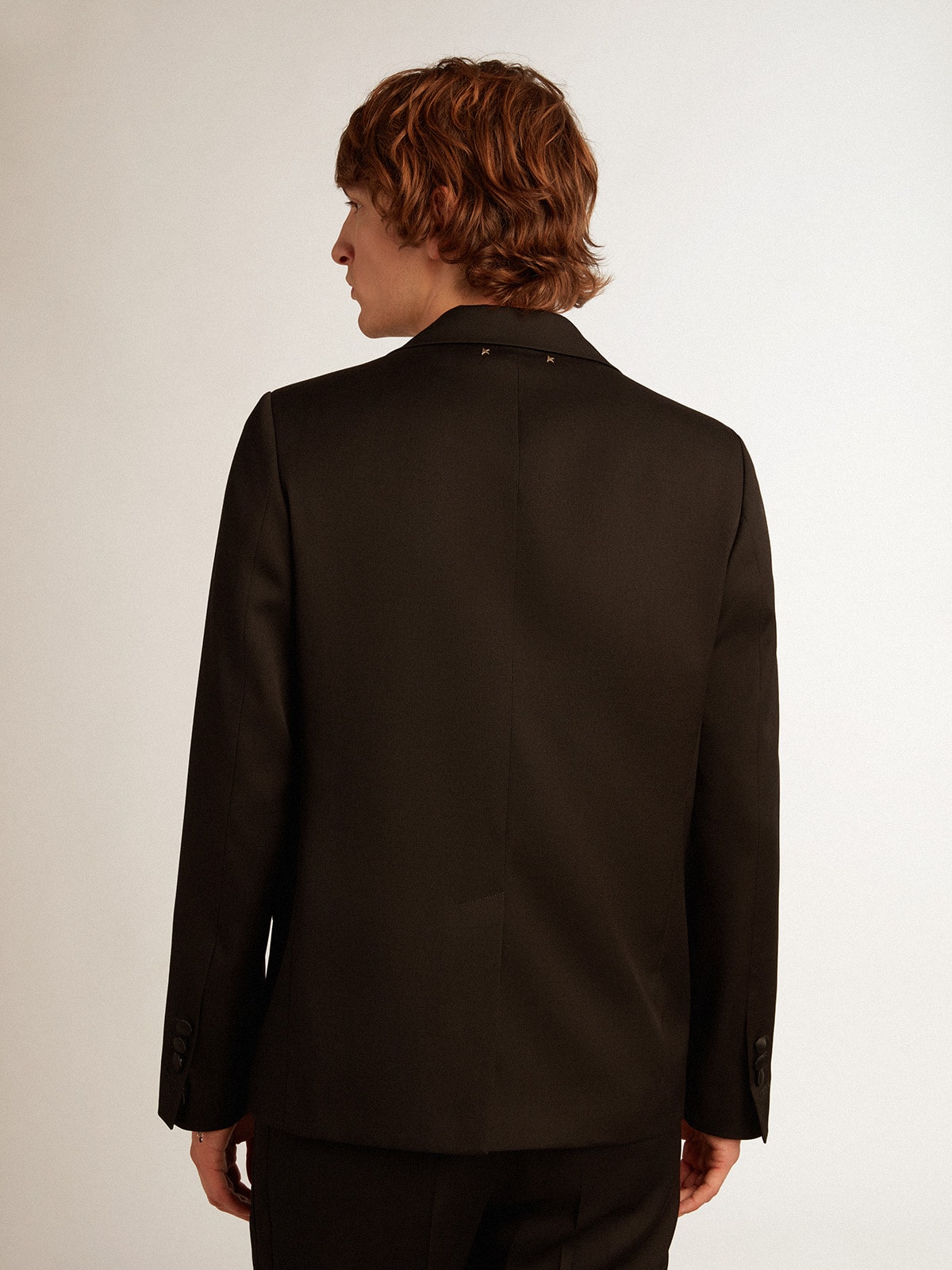 Men's tuxedo jacket in black wool gabardine