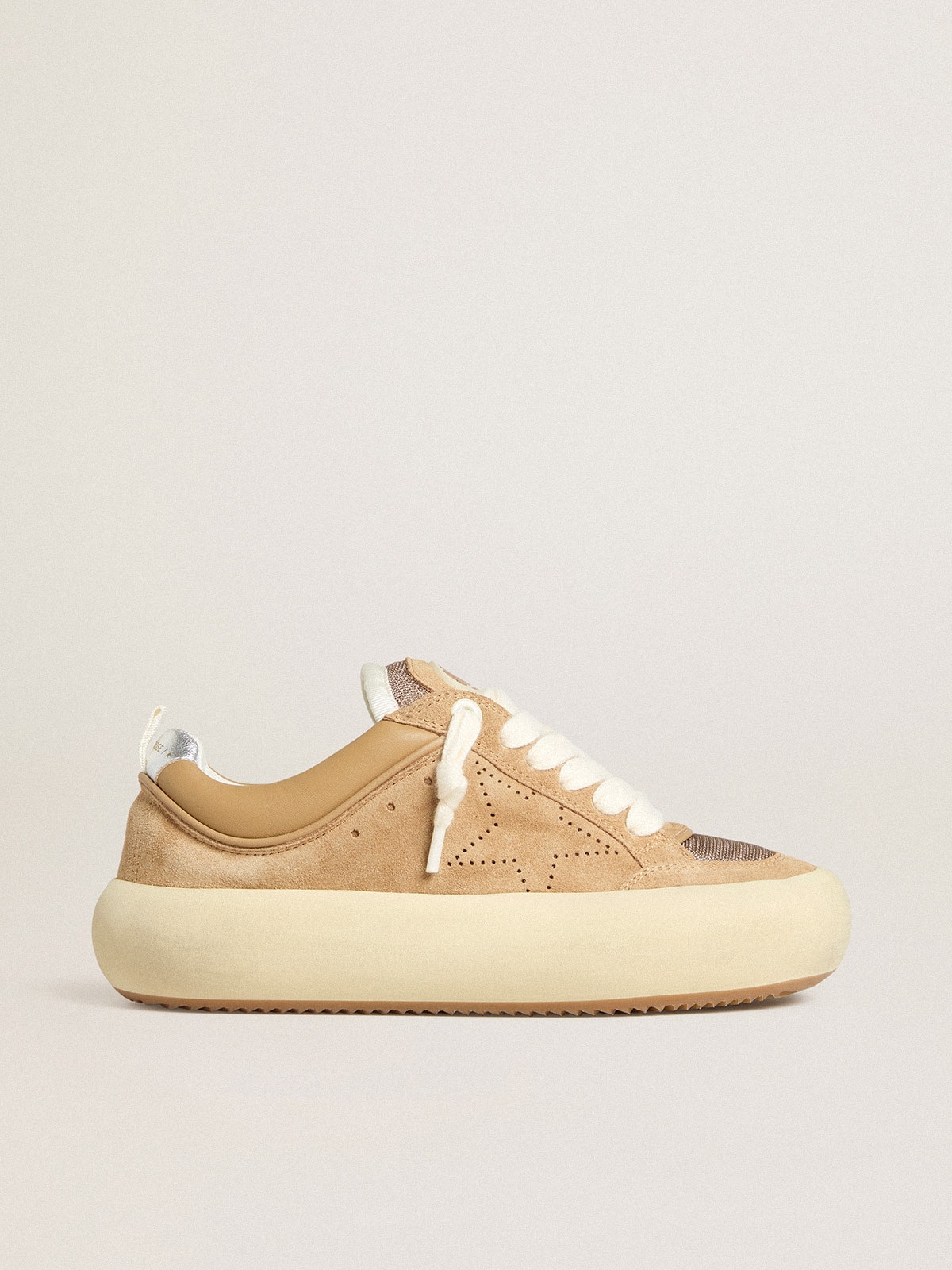 Women's Space-Star Cube in tobacco suede with perforated star
