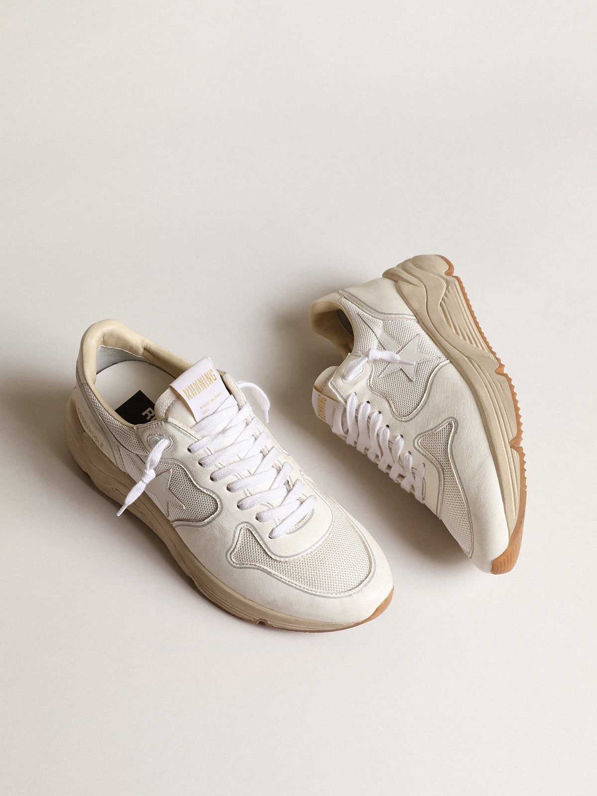 Women's Running Sole in mesh and white nappa