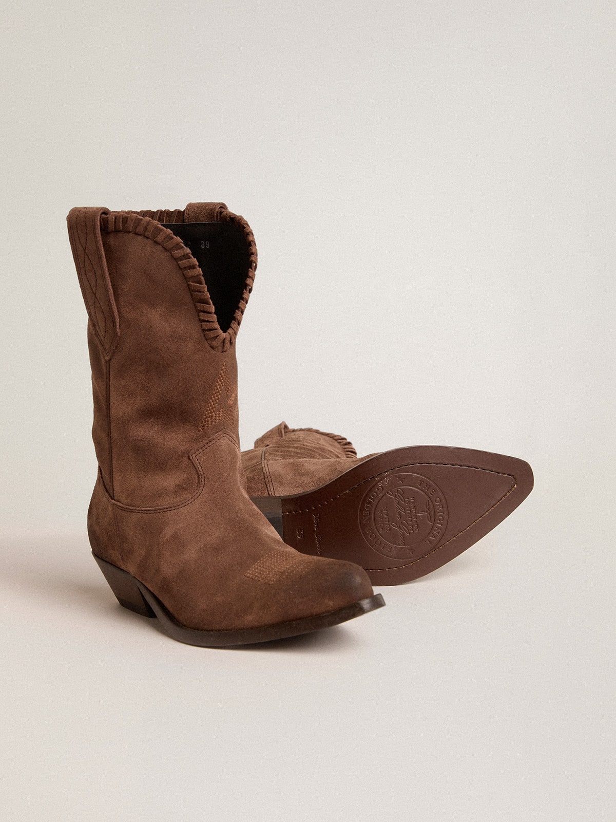 Low Women's boots in dark brown washed suede