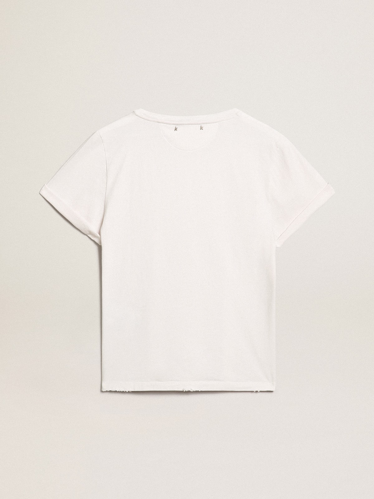 Distressed slim-fit women's T-shirt in white