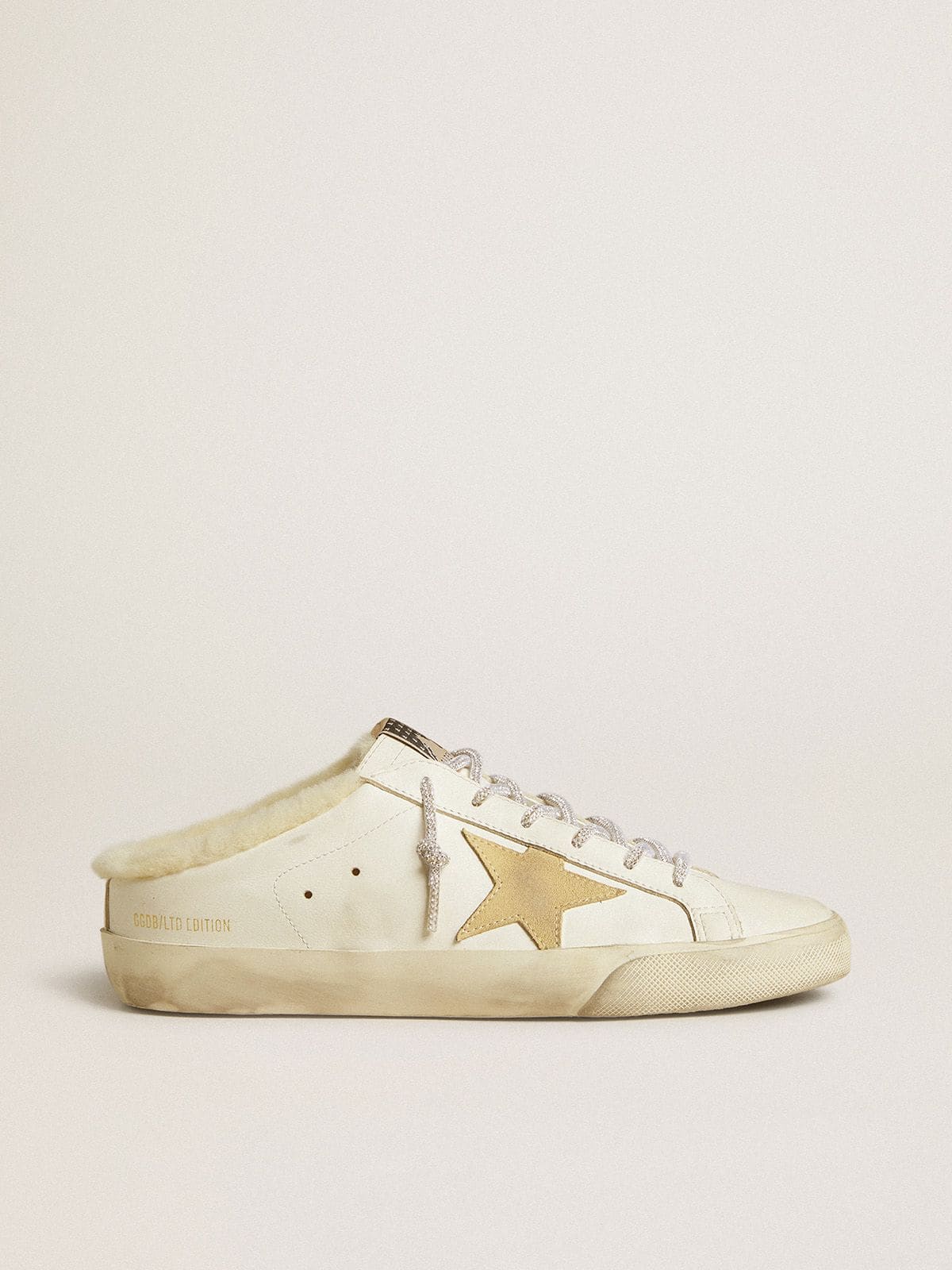 Women's Super-Star Sabots with gold suede star and shearling lining