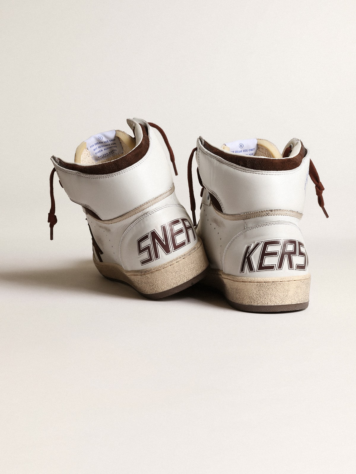 Men's Sky-Star in white nappa leather with a chocolate suede star