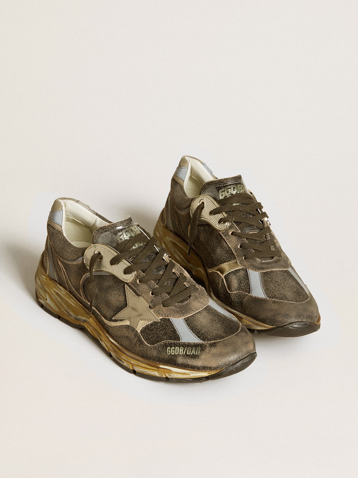 Men's Dad-Star in suede and nylon with khaki leather star and heel tab