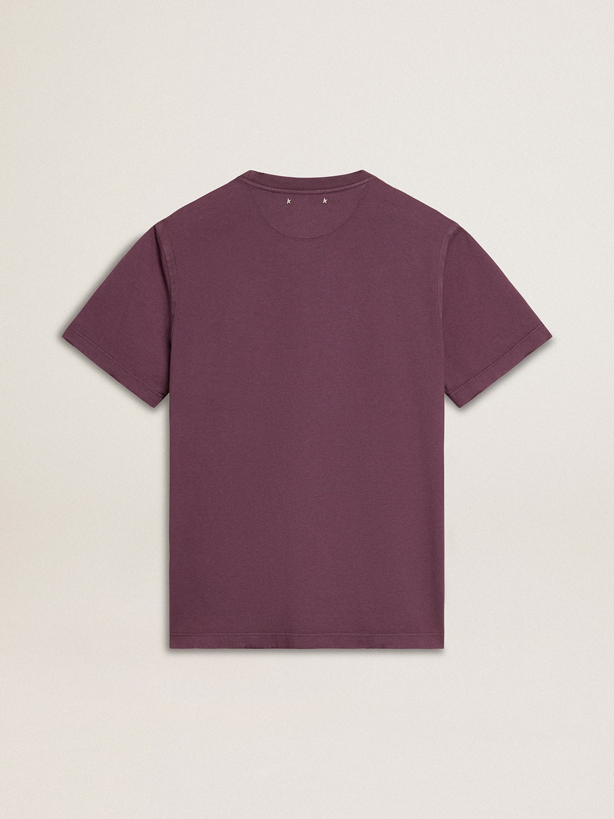 Men's cotton T-shirt in worn purple with logo print