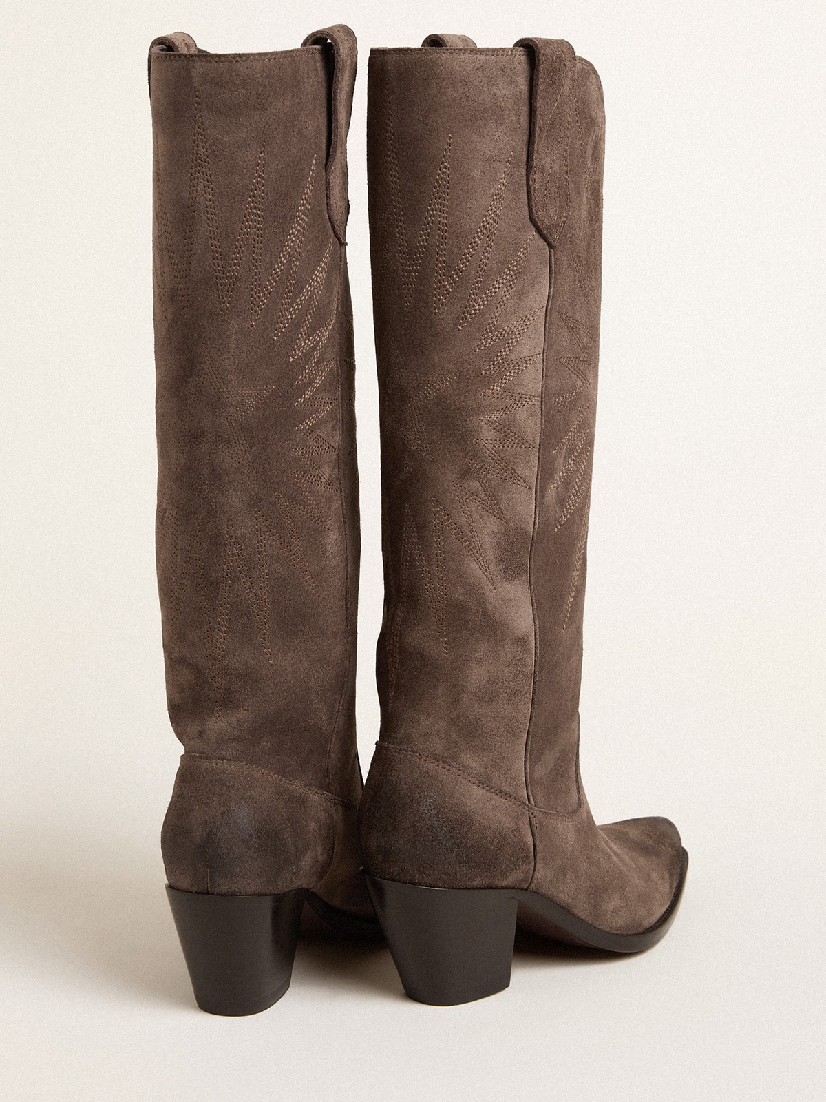 Wish Star boots in dark brown suede with tone-on-tone inlay star