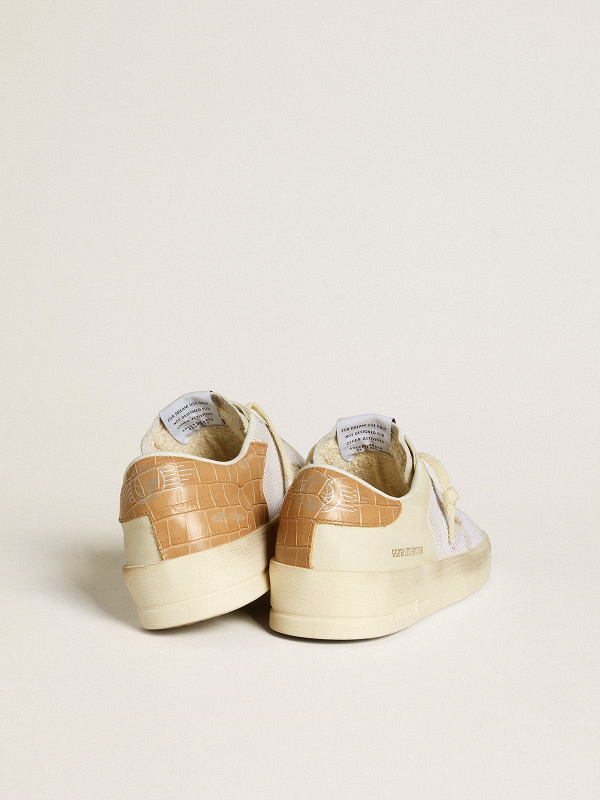 Stardan LTD with beige leather star and crocodile beige leather heel tab