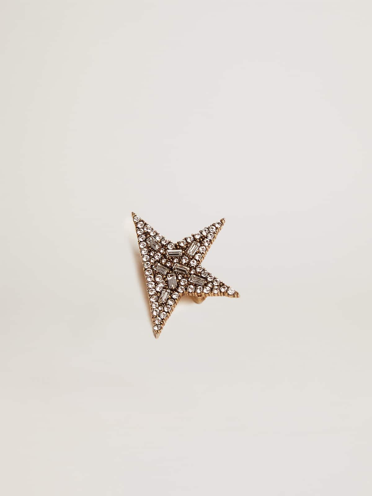 Women's antique gold-colored brooch with decorative crystals