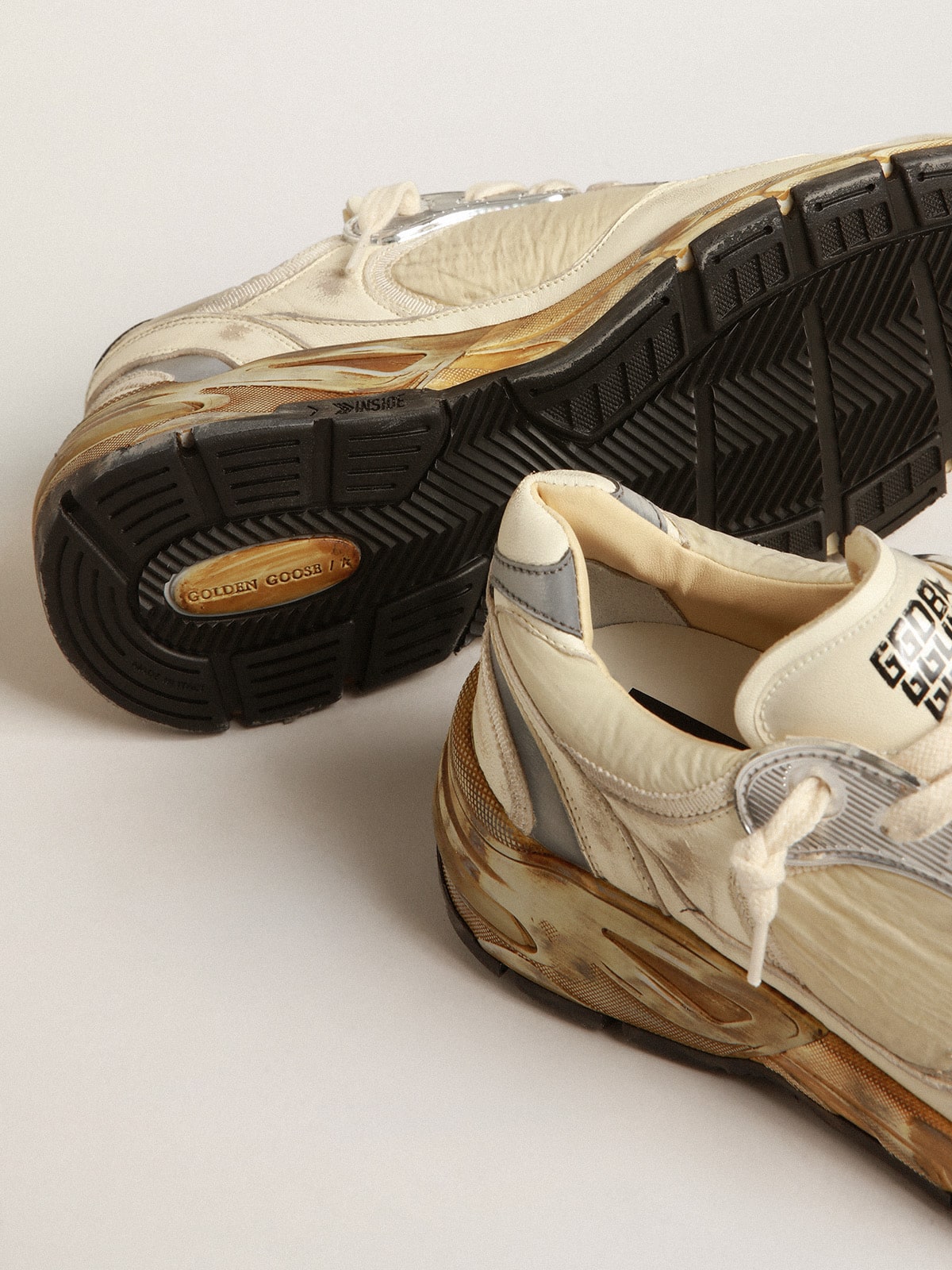 Men's Dad-Star in beige nappa and nylon with white leather star