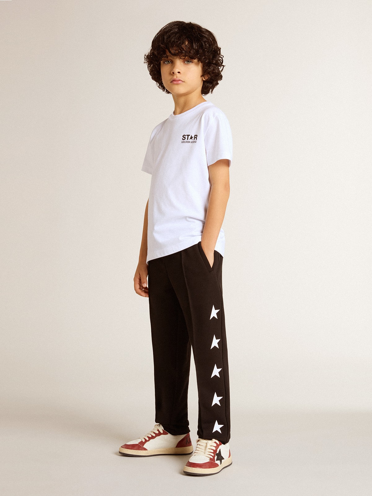 Boys' black joggers with white stars