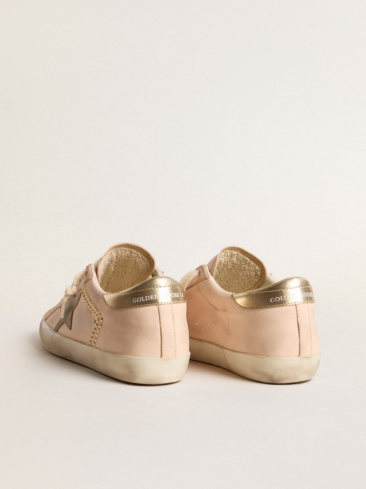 Women's Super-Star in pink nappa with ice-gray star and platinum heel tab