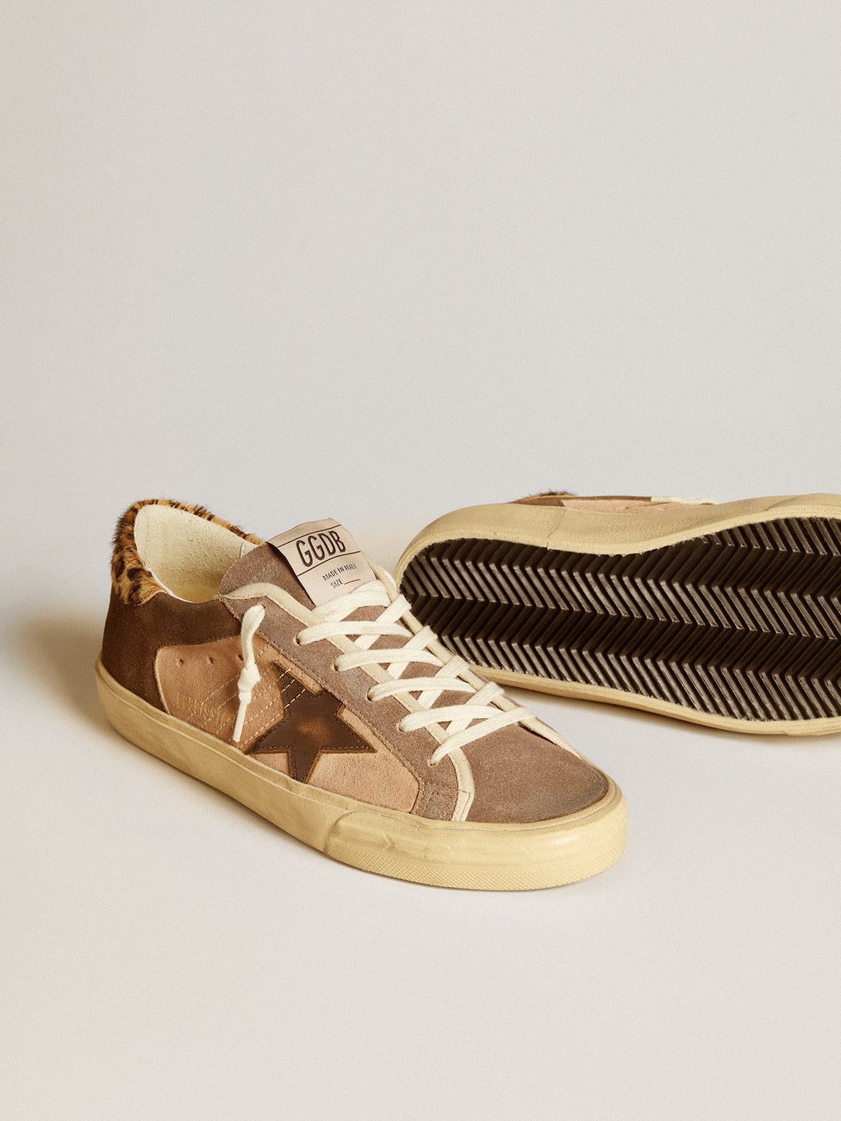 Women's Super-Star in suede with leather star and pony skin heel tab
