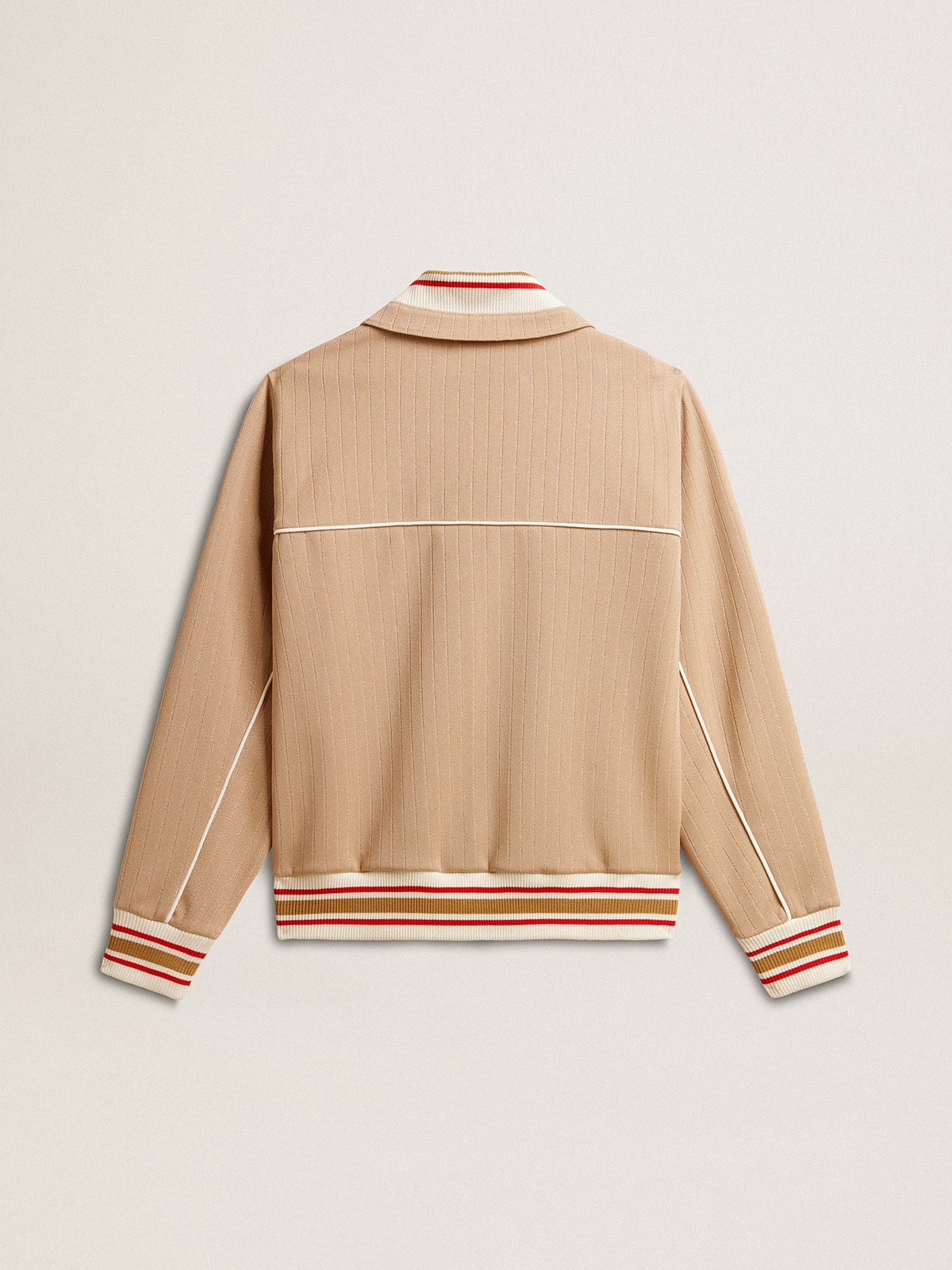 Women's light beige zipped sweatshirt with white logo