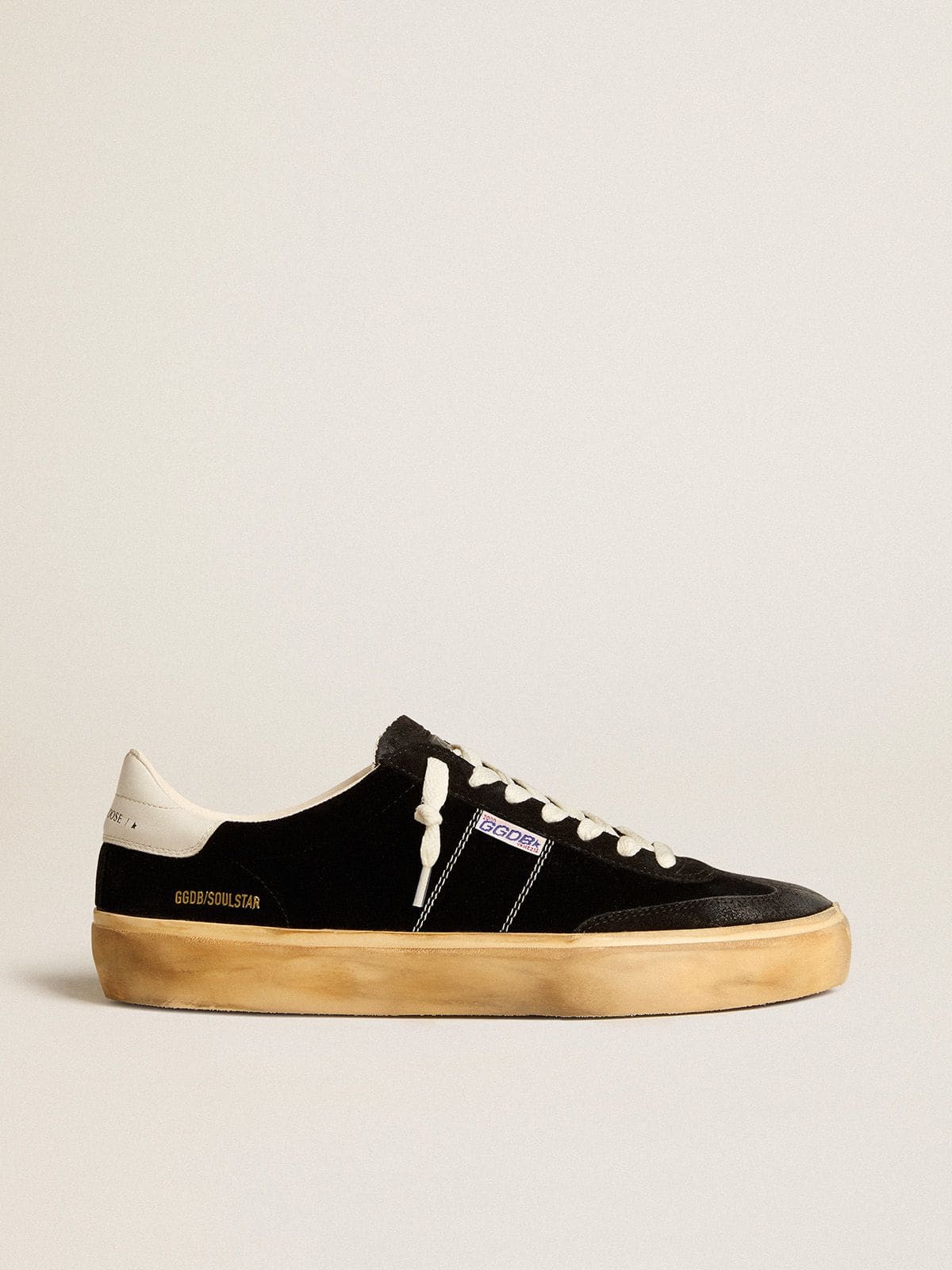 Men's Soul Star in black velvet with white leather heel tab