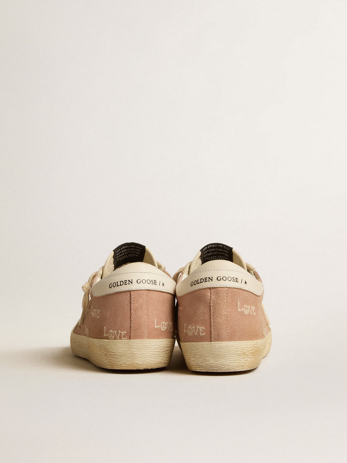 Women's Super-Star in powder-pink suede with cream leather star