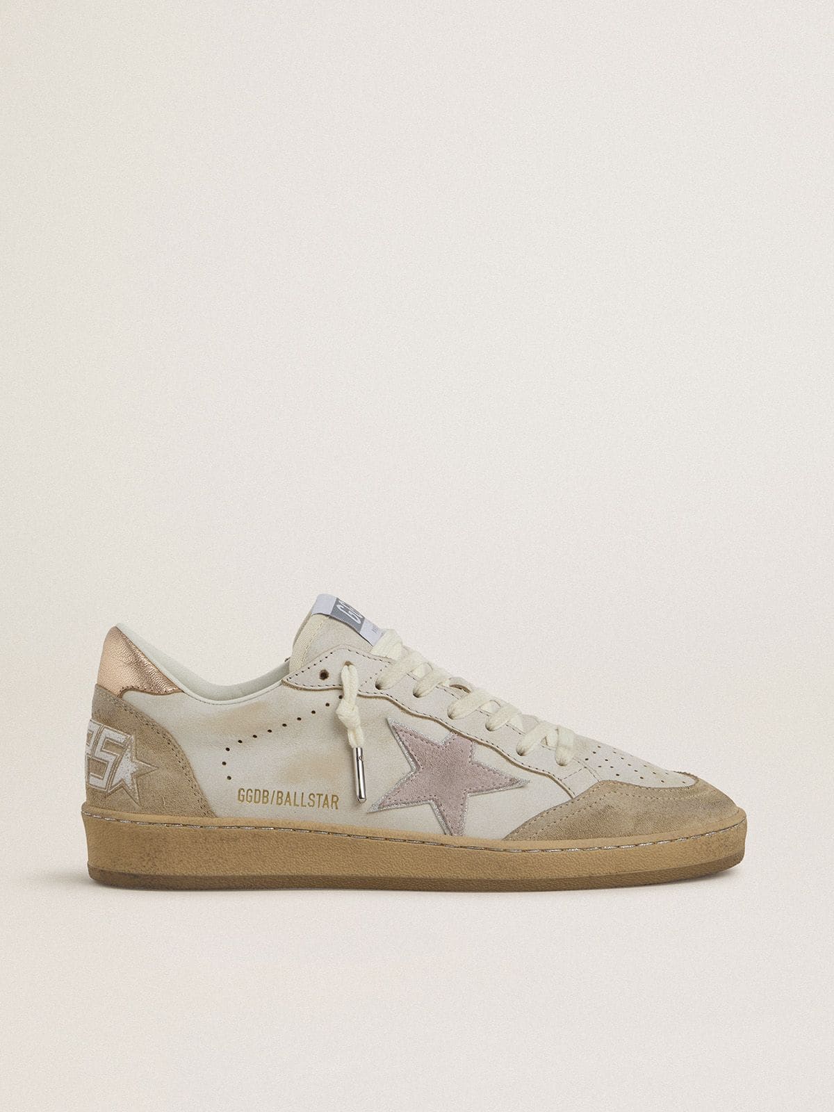 Ball Star with pink suede star and silver glitter edges and rose gold heel tab