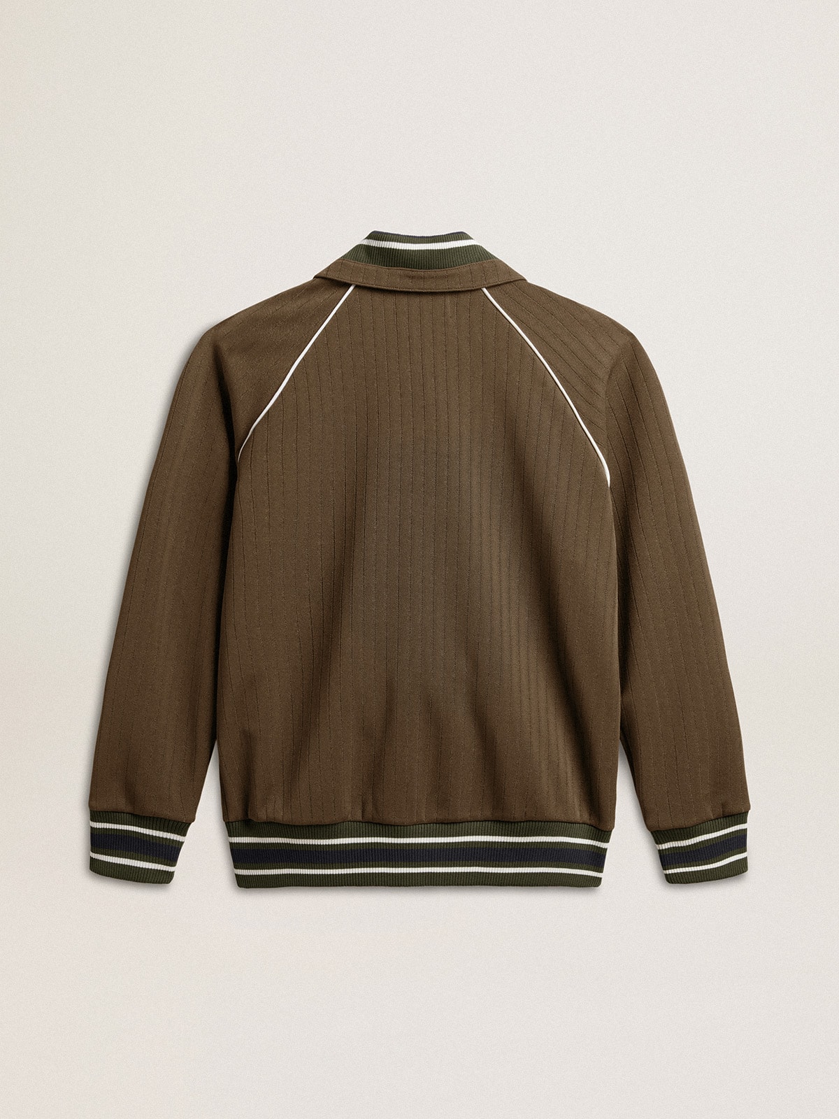 Men's military green zipped sweatshirt with white logo