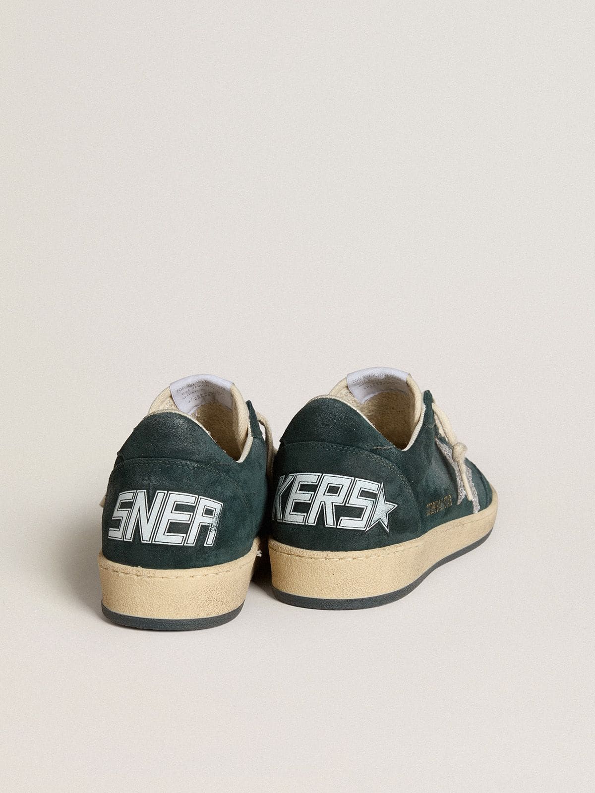 Women's Ball Star in green suede with silver glitter star