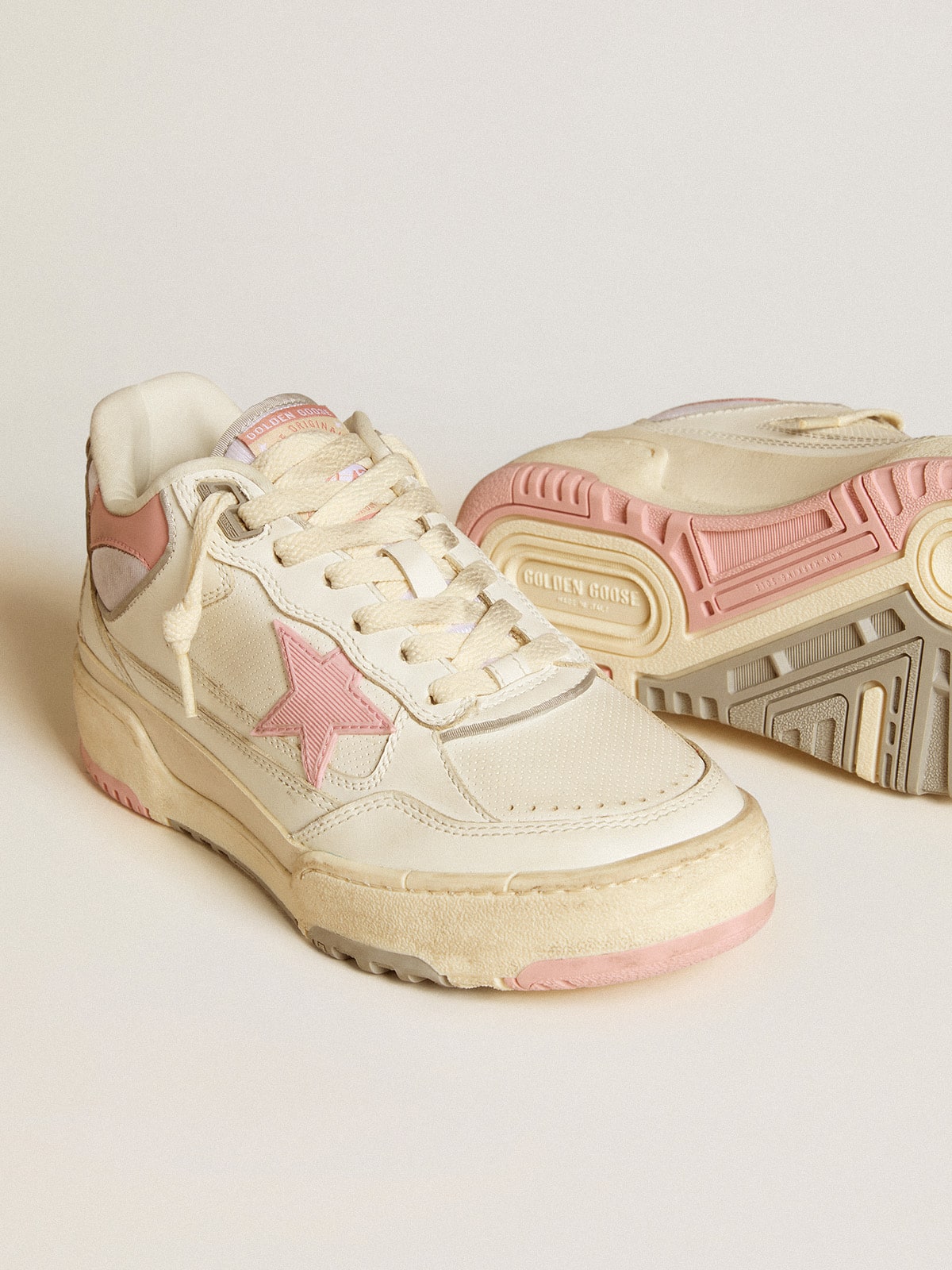 Women's Forty2 with pink star and white leather heel tab